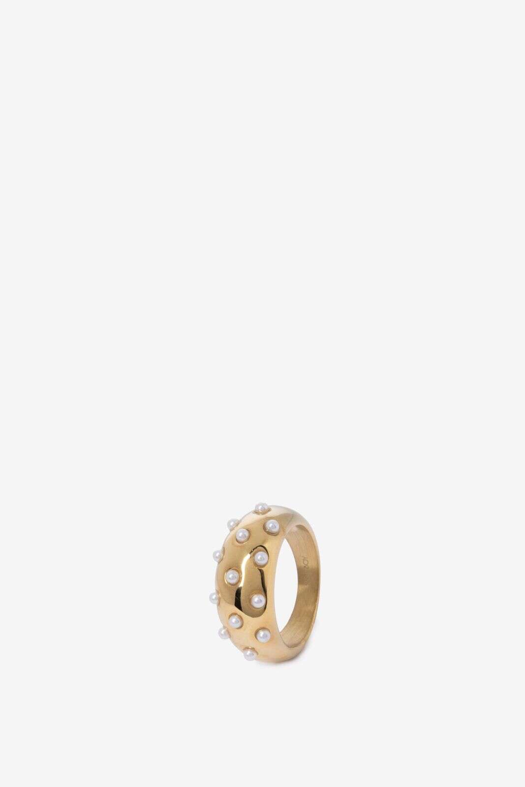 Gold plated ring met parels