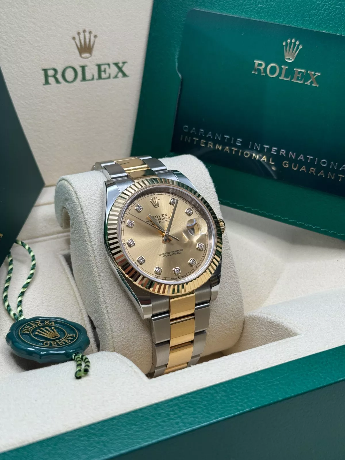 [Super Clone]RLX  Datejust 41mm Two-Tone Yellow Gold Fluted Bezel Champagne Diamond Dial Oyster - 126333