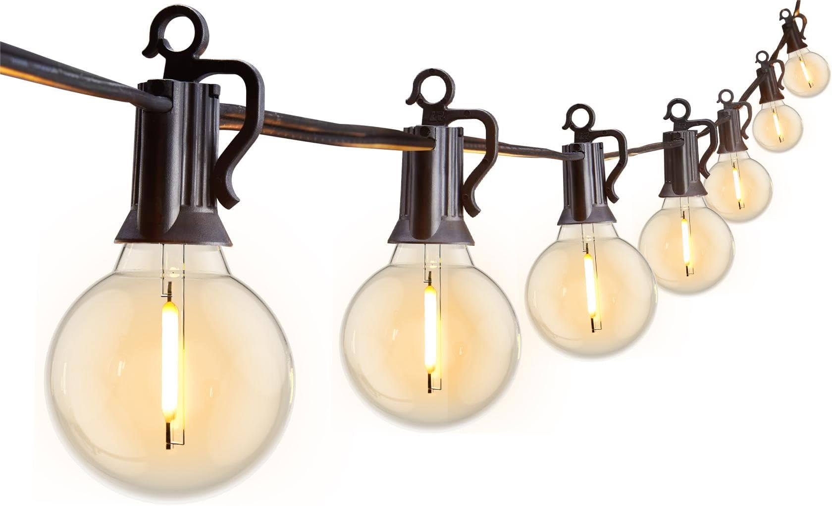 25ft G40 Globe String Lights with Clear Bulbs,UL Listed Backyard Patio Lights,Hanging Indoor/Outdoor String Lights for Bistro Pergola Deckyard Tents