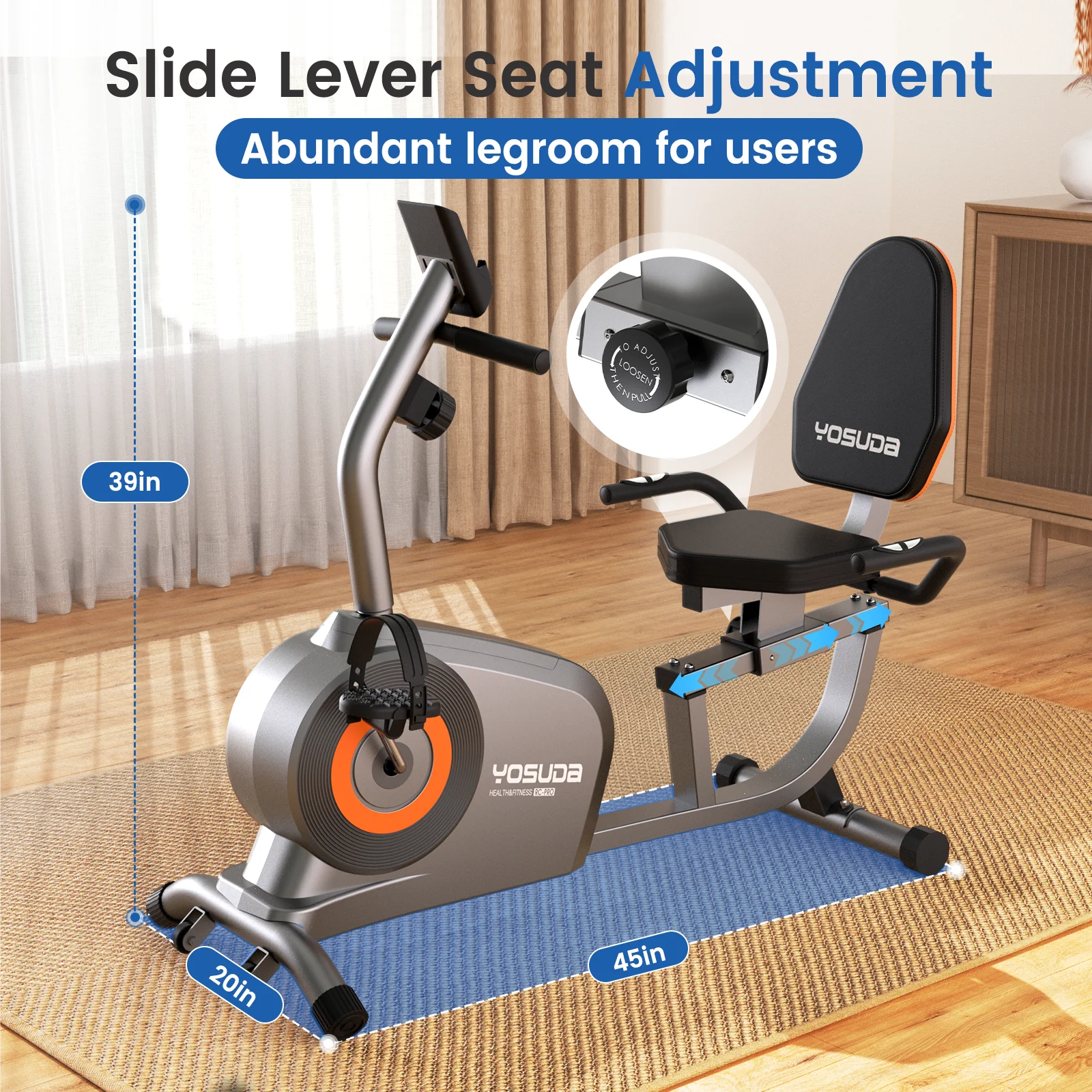 Recumbent Exercise Bike for Senior for Home with 350lbs Capacity(Silver) - Image 2