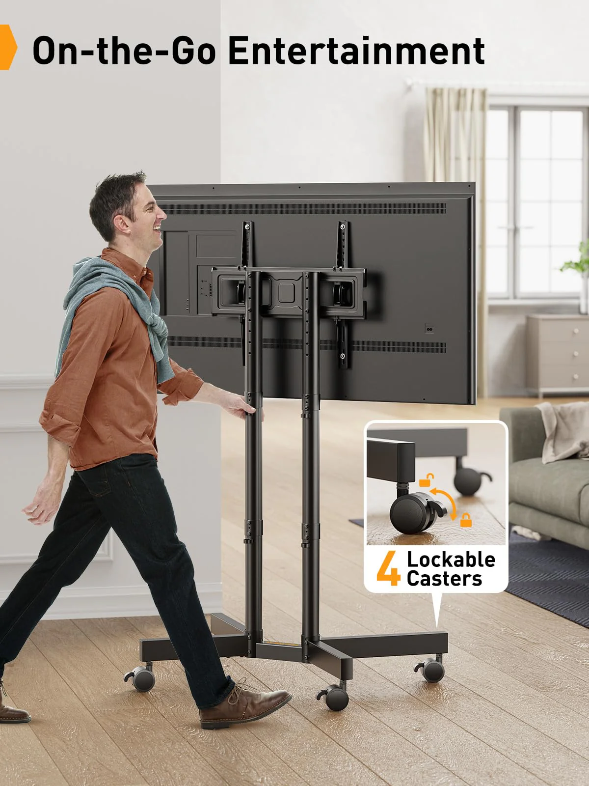 Perlegear Rolling TV Stand. Mobile TV Stand for 32-70 inch TVs