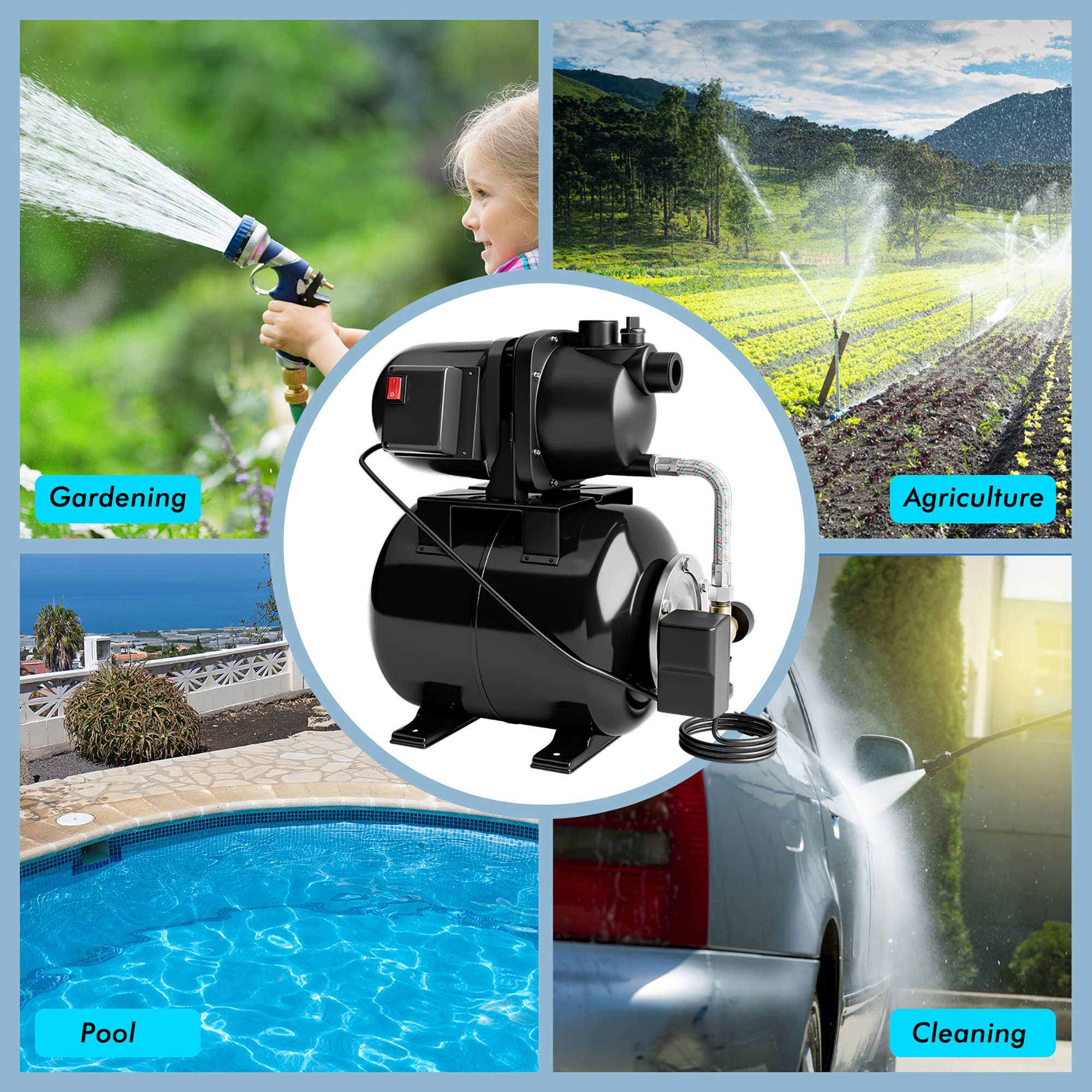 Gymax 1.6 HP Shallow Well Pump 1000 GPH 164 FT Stainless Steel Garden Jet Pump