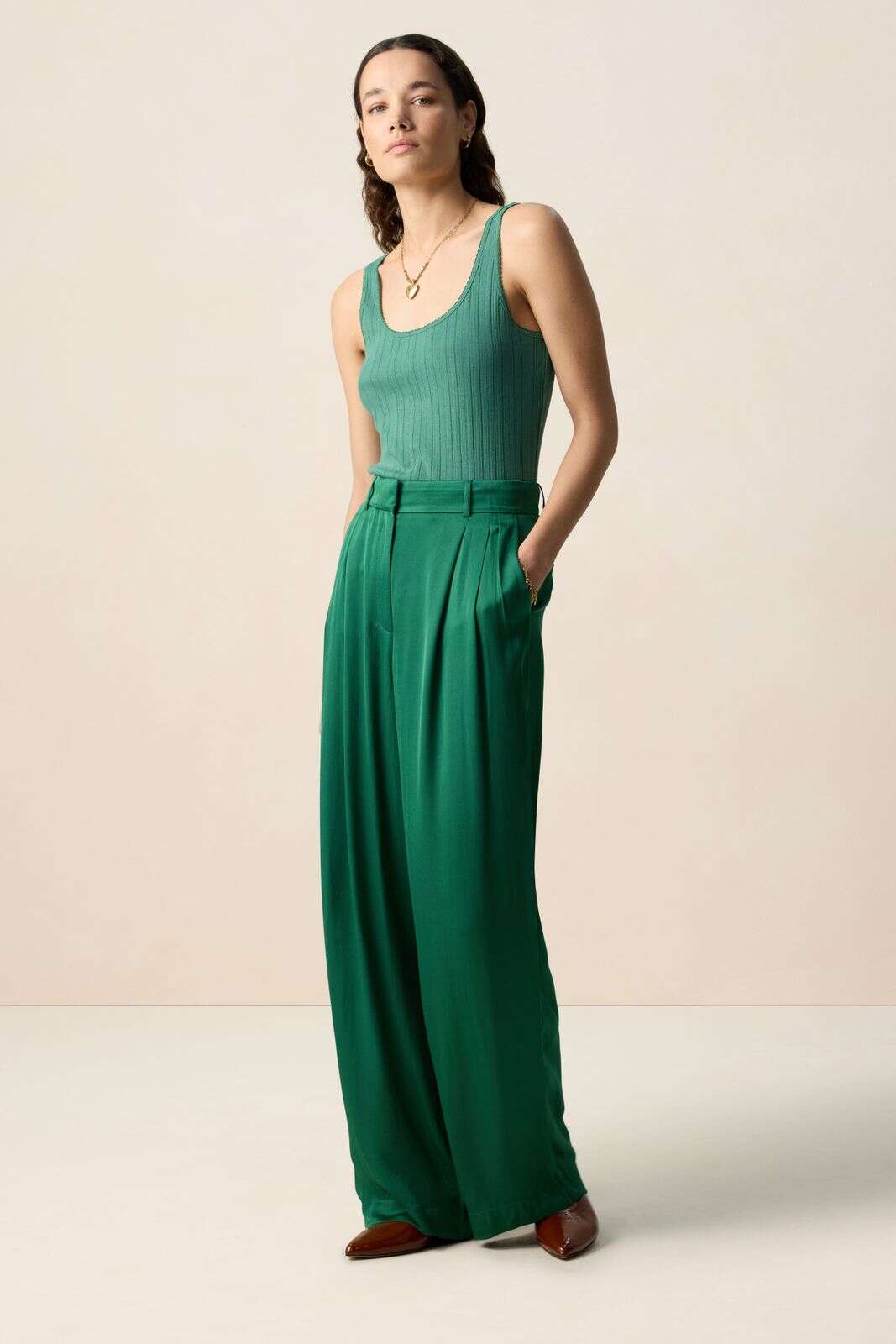 Groen rib singlet