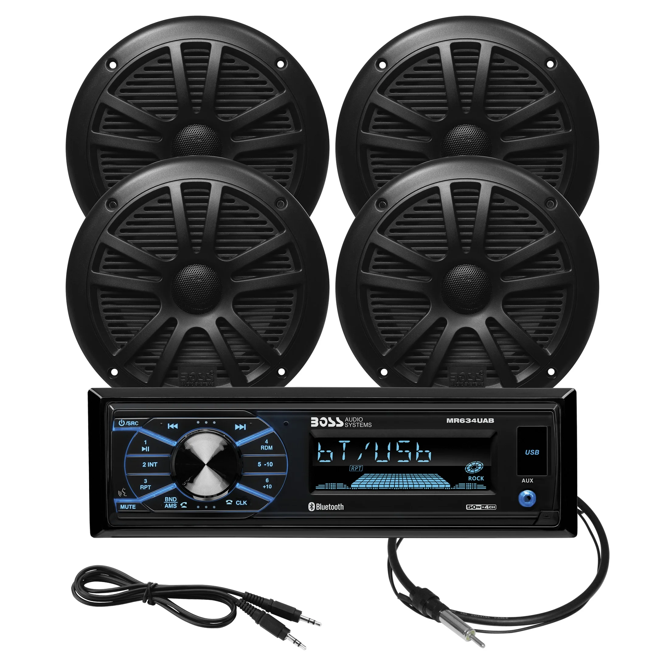 50W 4-Channel Single Din Marine Radio with Bluetooth, Black, MCBK634B.64(Black) - Image 8