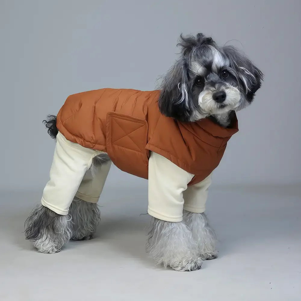 Duck Down Filled Winter Dog Vest Lightweight Warm Dog Coat with Leash Ring