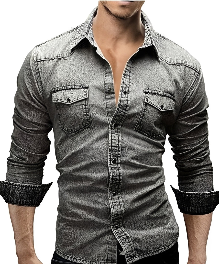 Arjun - Chemise en Jean Homme - Décontractée à Manches Longues