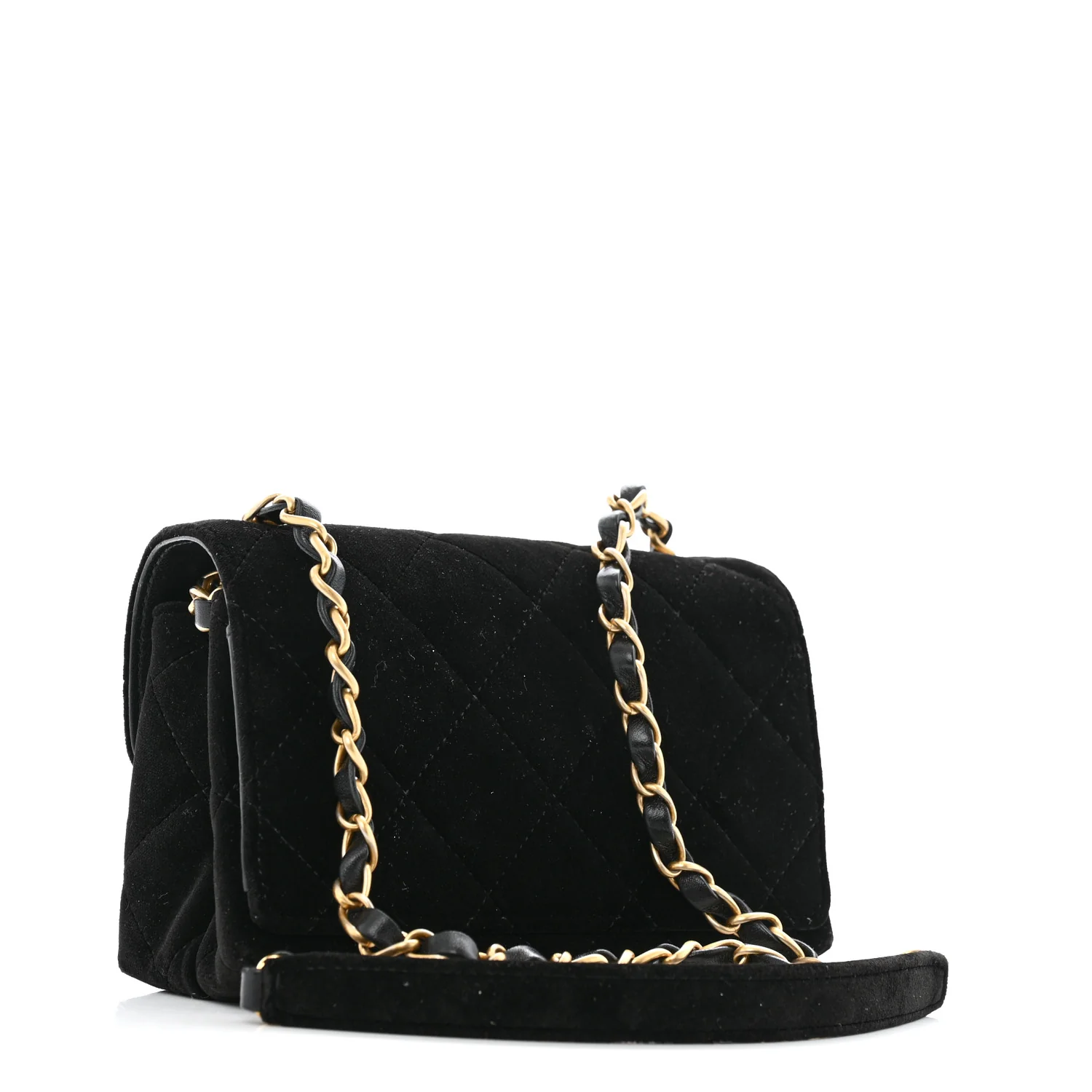 Velvet Strass Diamond Lock Flap Black