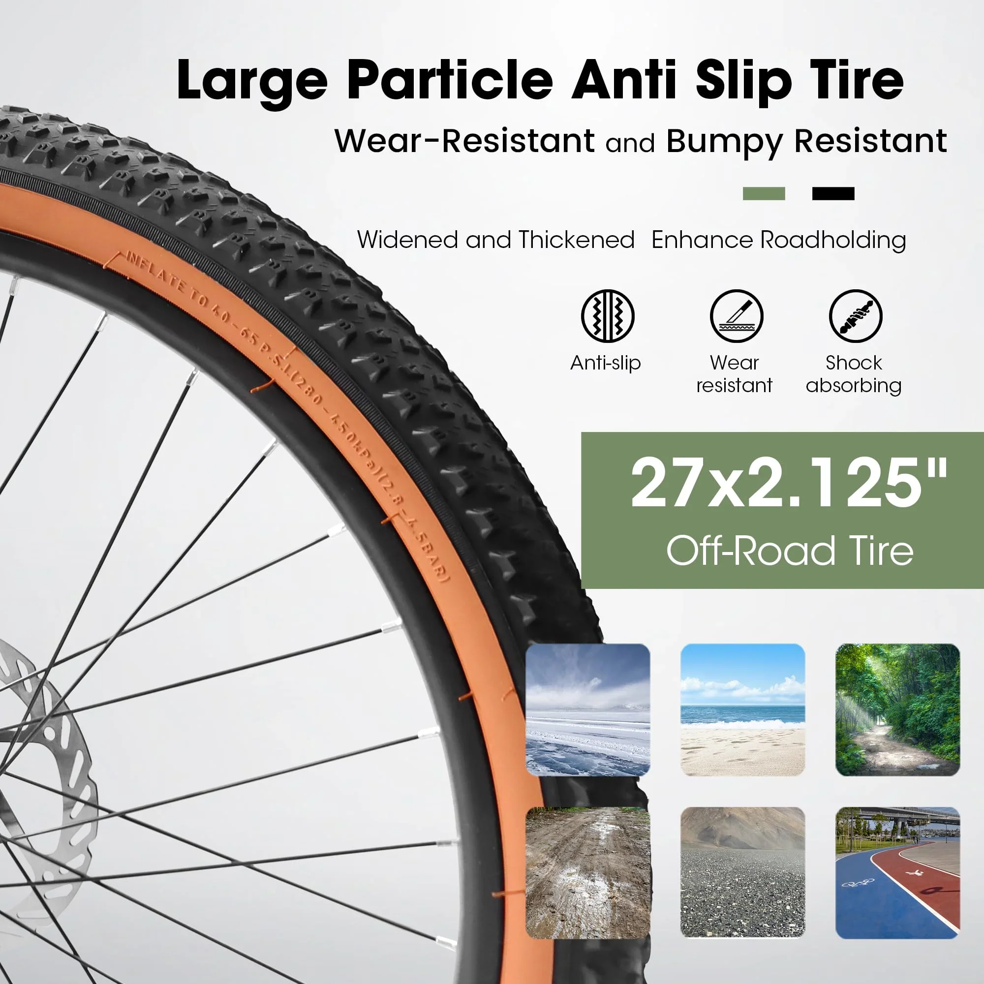27.5 Inch Mountain Bike for Adults, Durable High Carbon Steel Frame, Disc Brakes, Stylish Brown Edge Tires, Ideal for Commuting and Outdoor Exploration