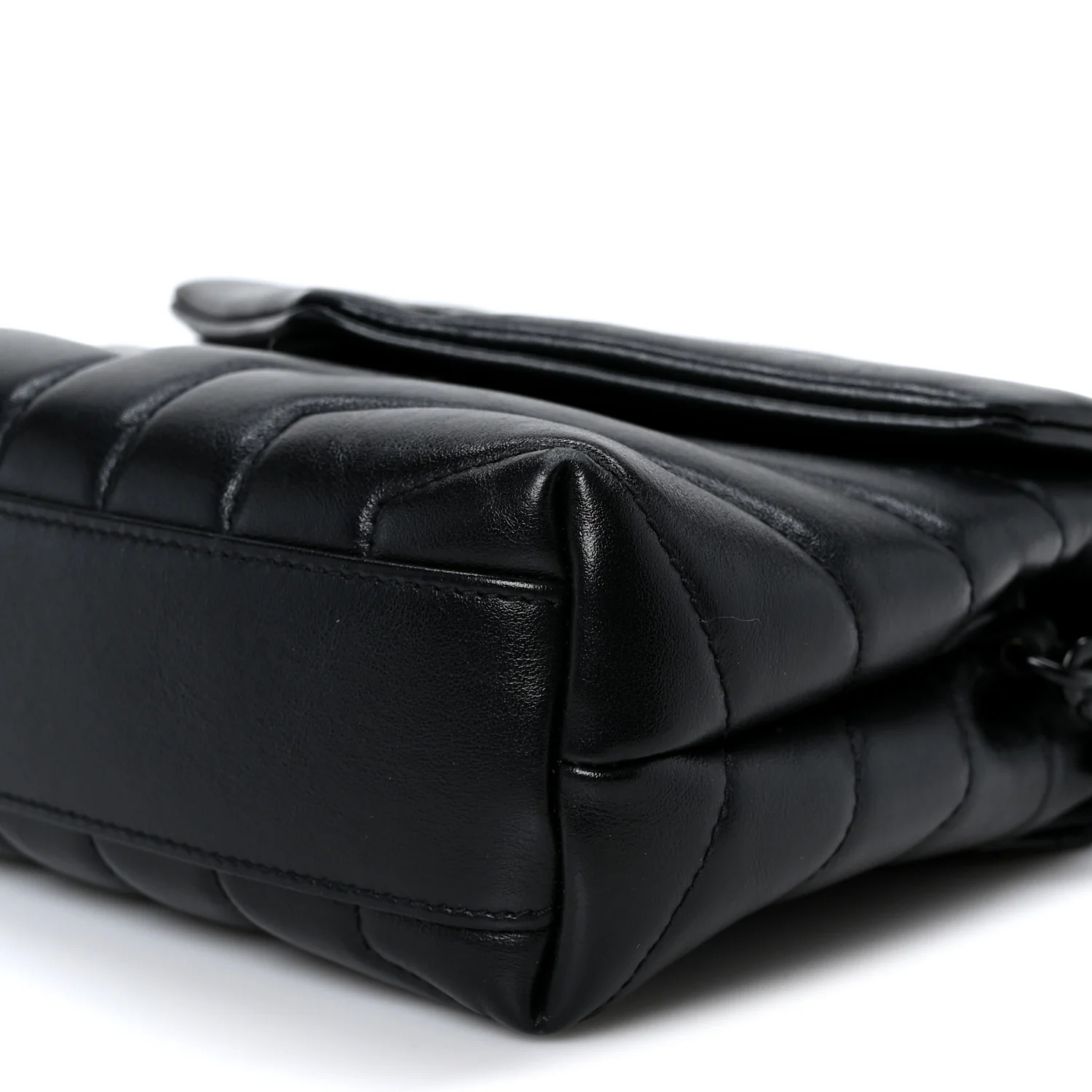 Calfskin Y Quilted Monogram Monochrome Toy Loulou Crossbody Bag Black