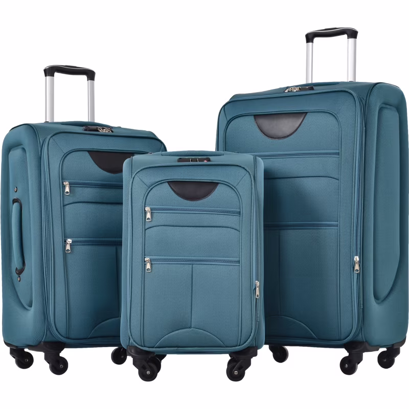 Softside Luggage Expandable 3 Piece Set Suitcase Upright Spinner Softshell Lightweight Luggage Travel Set(Purple + Polyester) - Image 9