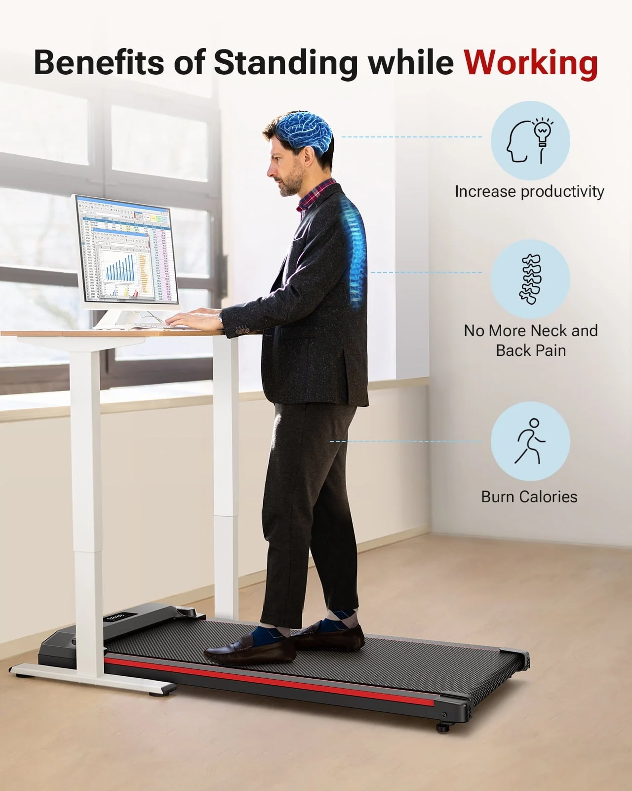 Walking Pad 2 in 1 Under Desk Treadmill with Remote Control Mini Portable Treadmill for Home Office - Image 5