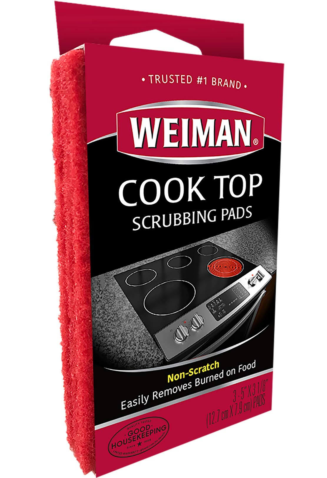 Weiman Cook Top Scrubbing Pads - Gently Clean and Remove Burned-on Food from All Smooth Top and Glass Cooktop Ranges, 3 Reusable Pads