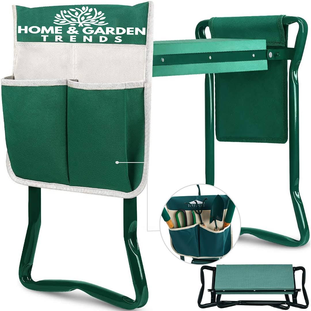 H> Garden Kneeler and Seat, Foldable Garden Stool Heavy Duty Gardening Bench for Kneeling