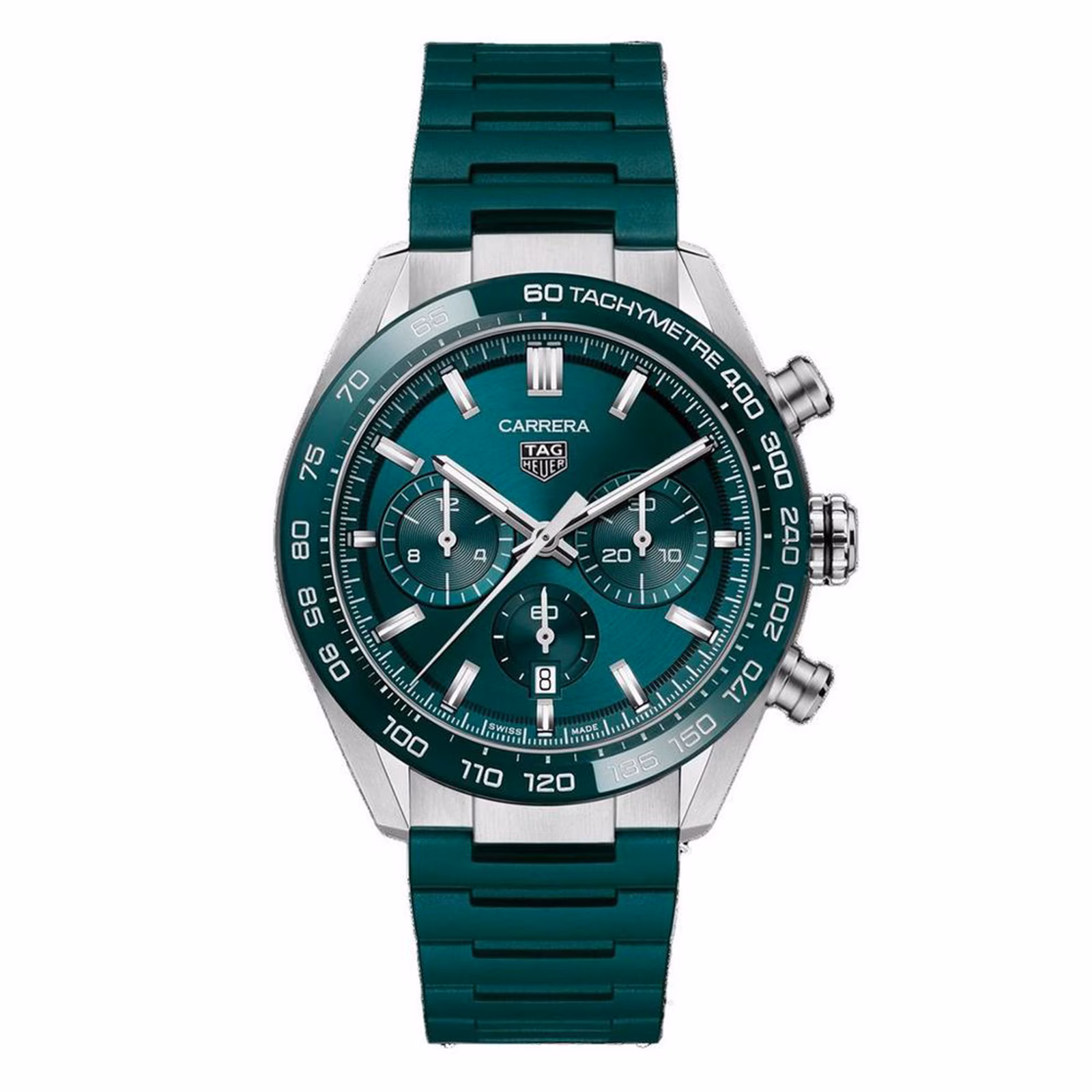 【Super Clone】TAG Heuer Carrera Chronograph 44mm Mens Watch Green Rubber CBN2A1N.FT6238