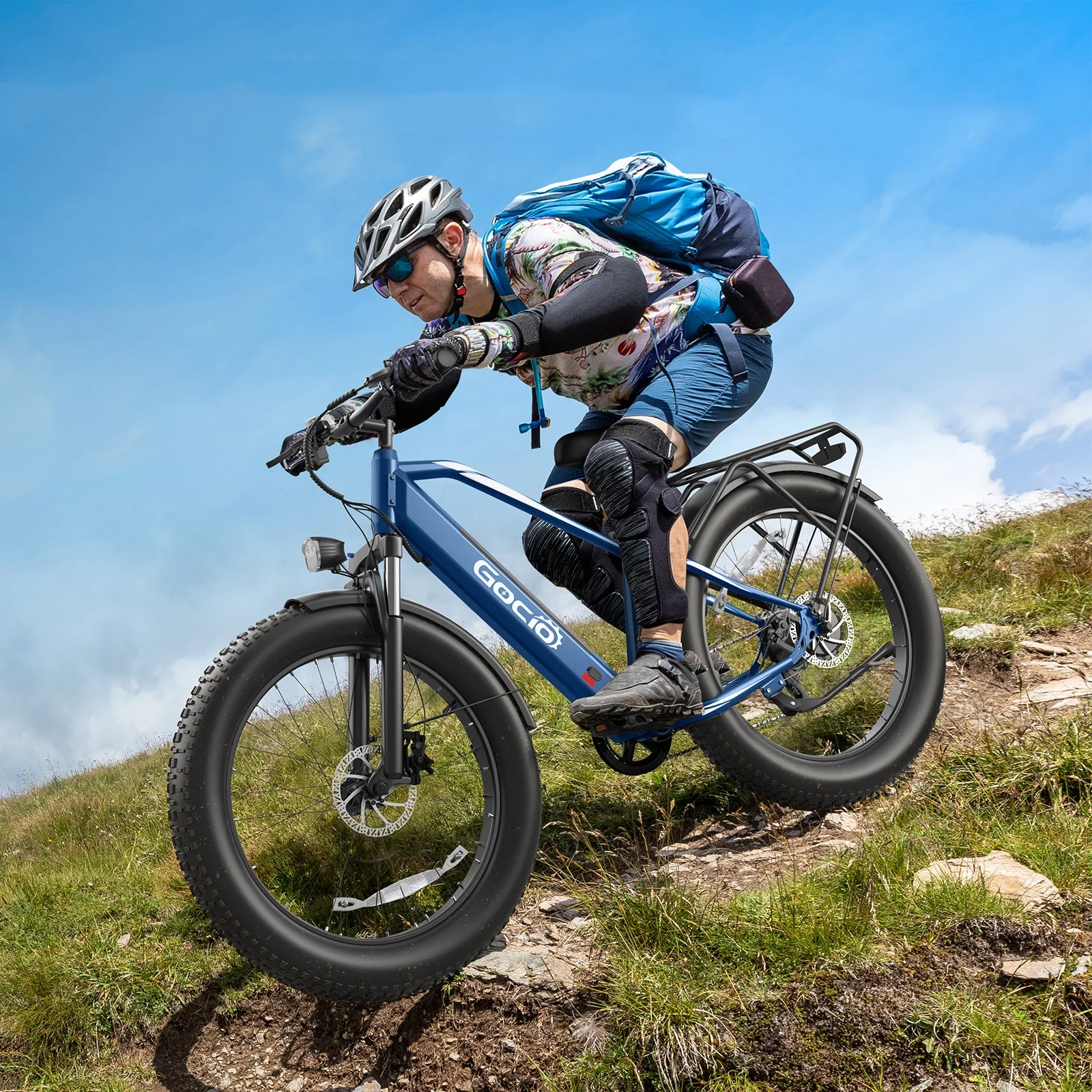 Electric Bike, 26"x4.0" Fat Tire E-Mountain Bike, Peak 1000W Motor, 28MPH 48V 15Ah Battery Removable Ebike for off Road, Sand, UL2849(Blue) - Image 8