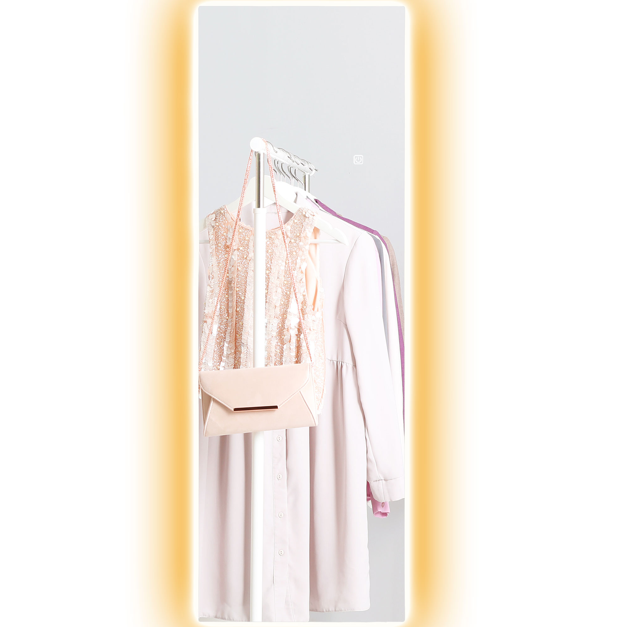 HOMCOM LED Volledige lichaamsspiegel, dimbaar, randloos, Touch-bediening, 40 x 120 cm