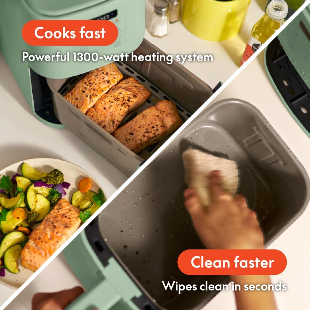 Bella Fits-anywhere™ Slim 4qt Air Fryer, 4qt Non-Toxic Coating, Seaglass