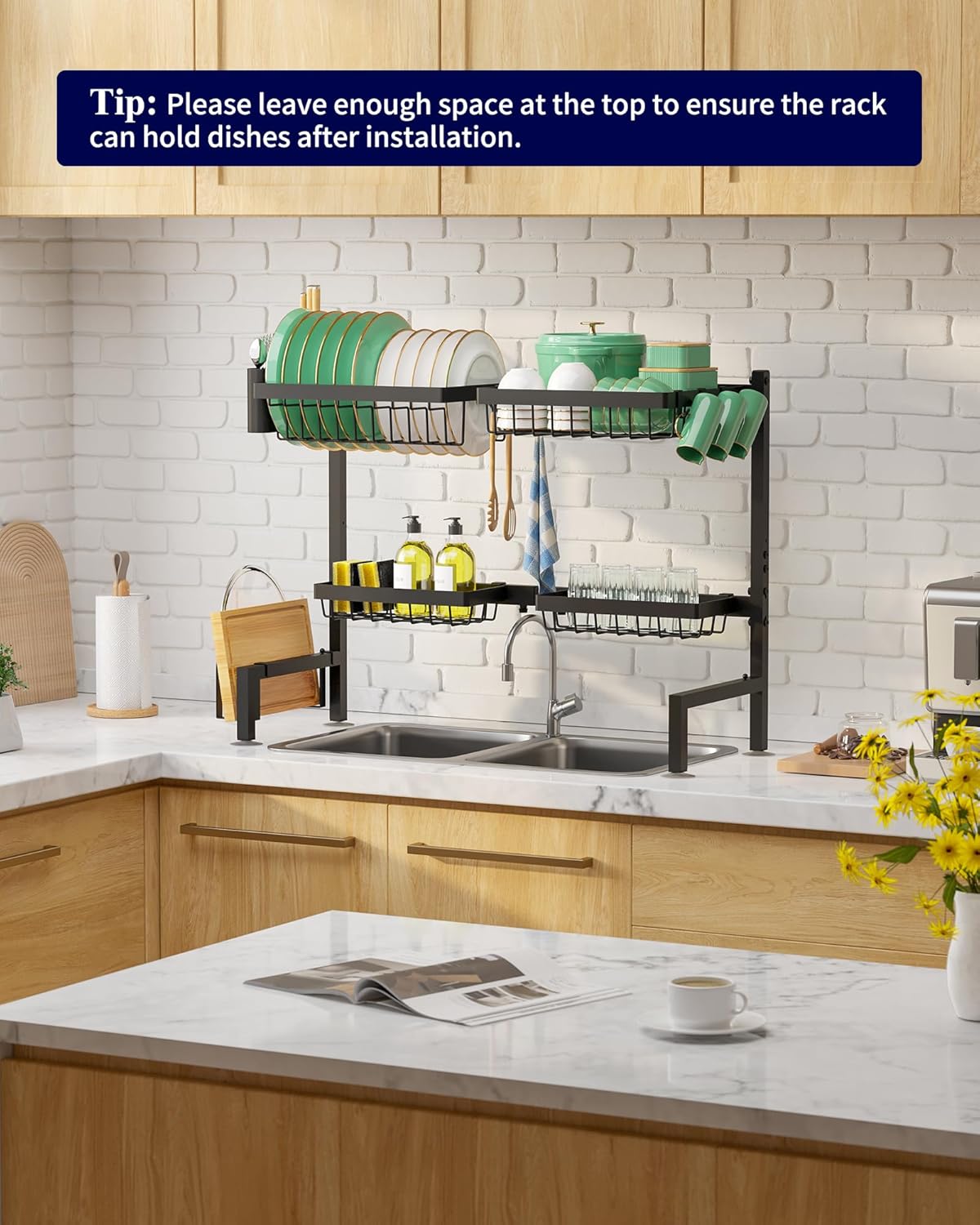 Kitsure Adjustable Over The Sink Dish Drying Rack, 26.8
