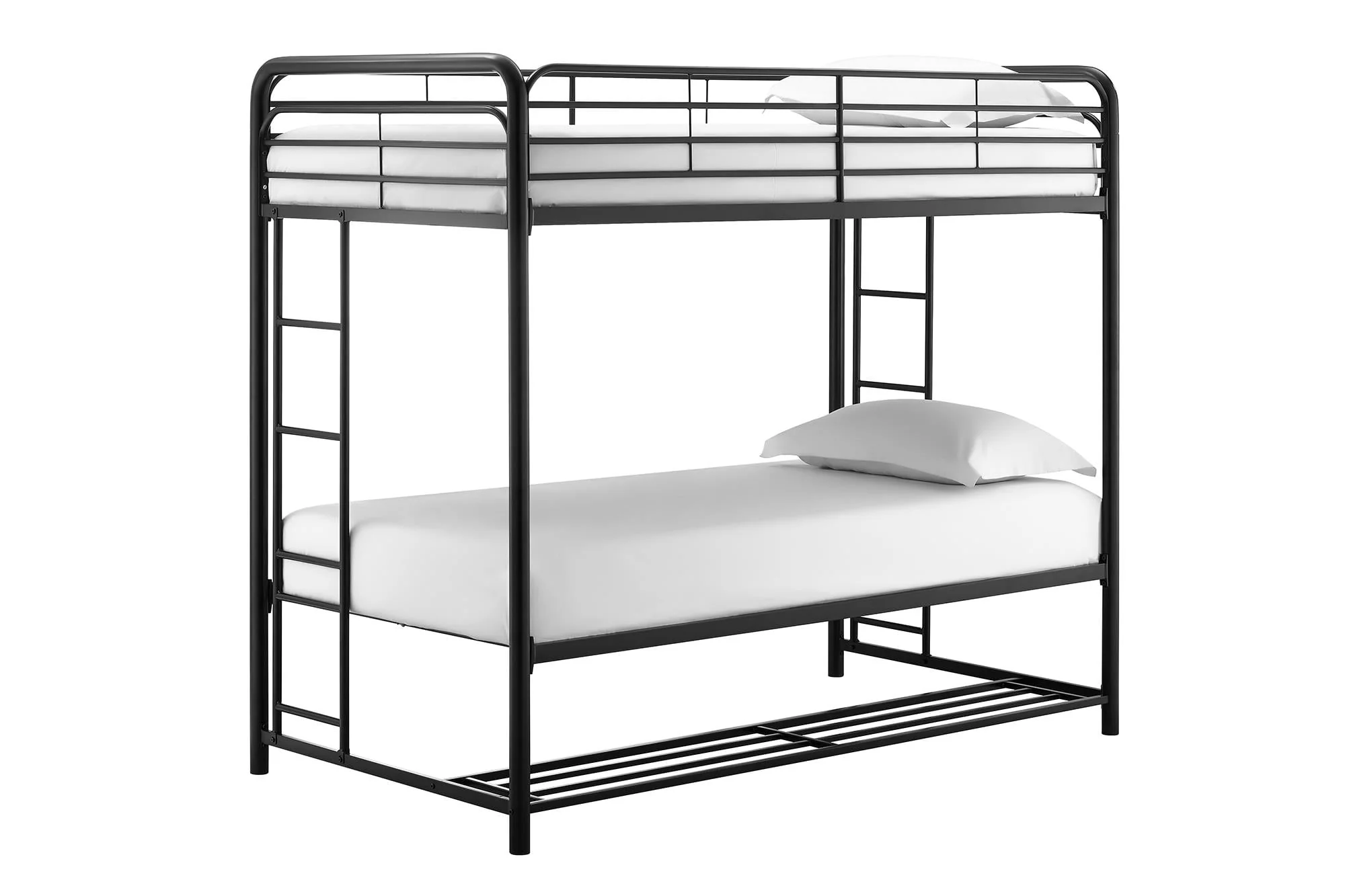 Twin over Twin Metal Bunk Bed with Storage Bins, Black - Image 6