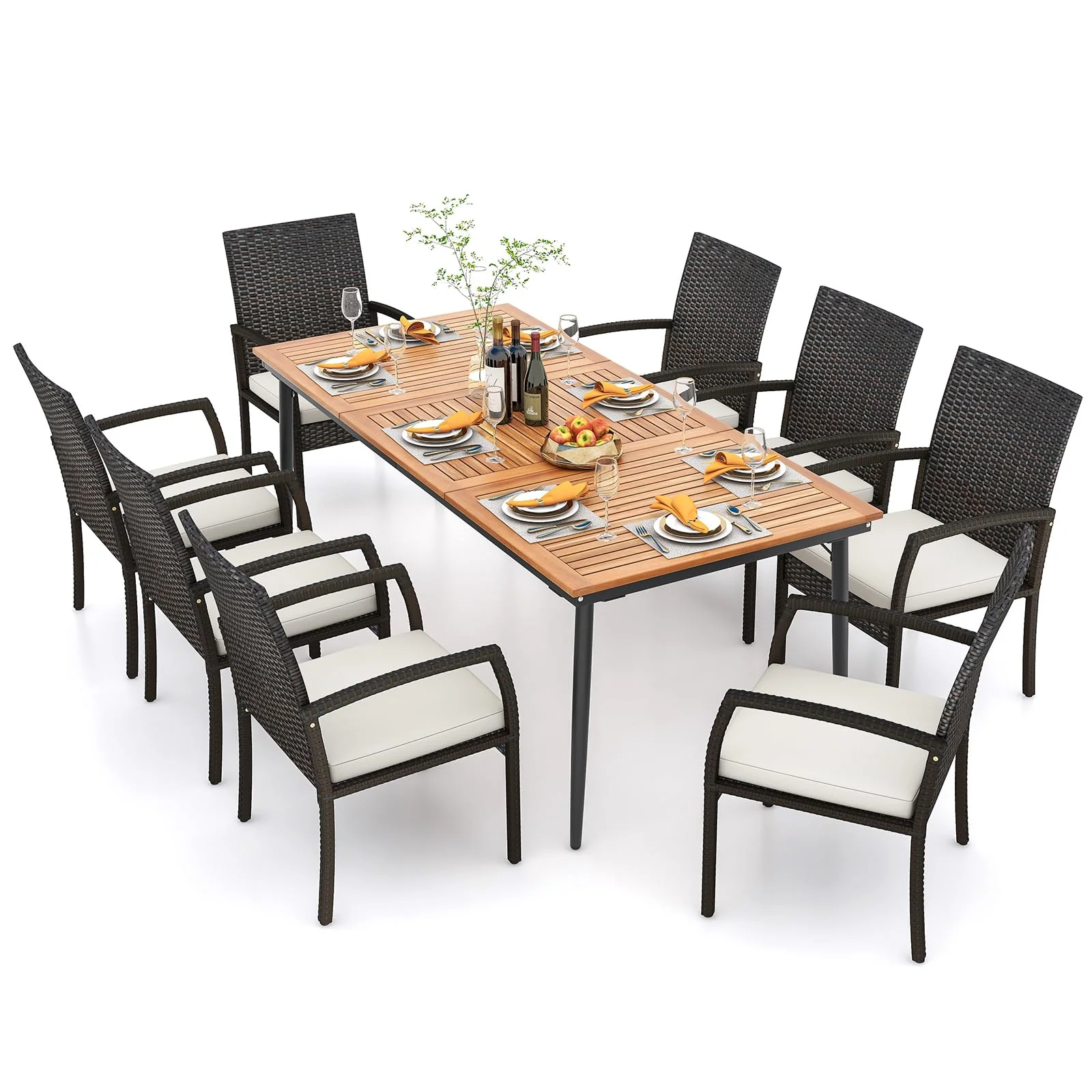 Tangkula 9-Piece Patio Dining Set, 79