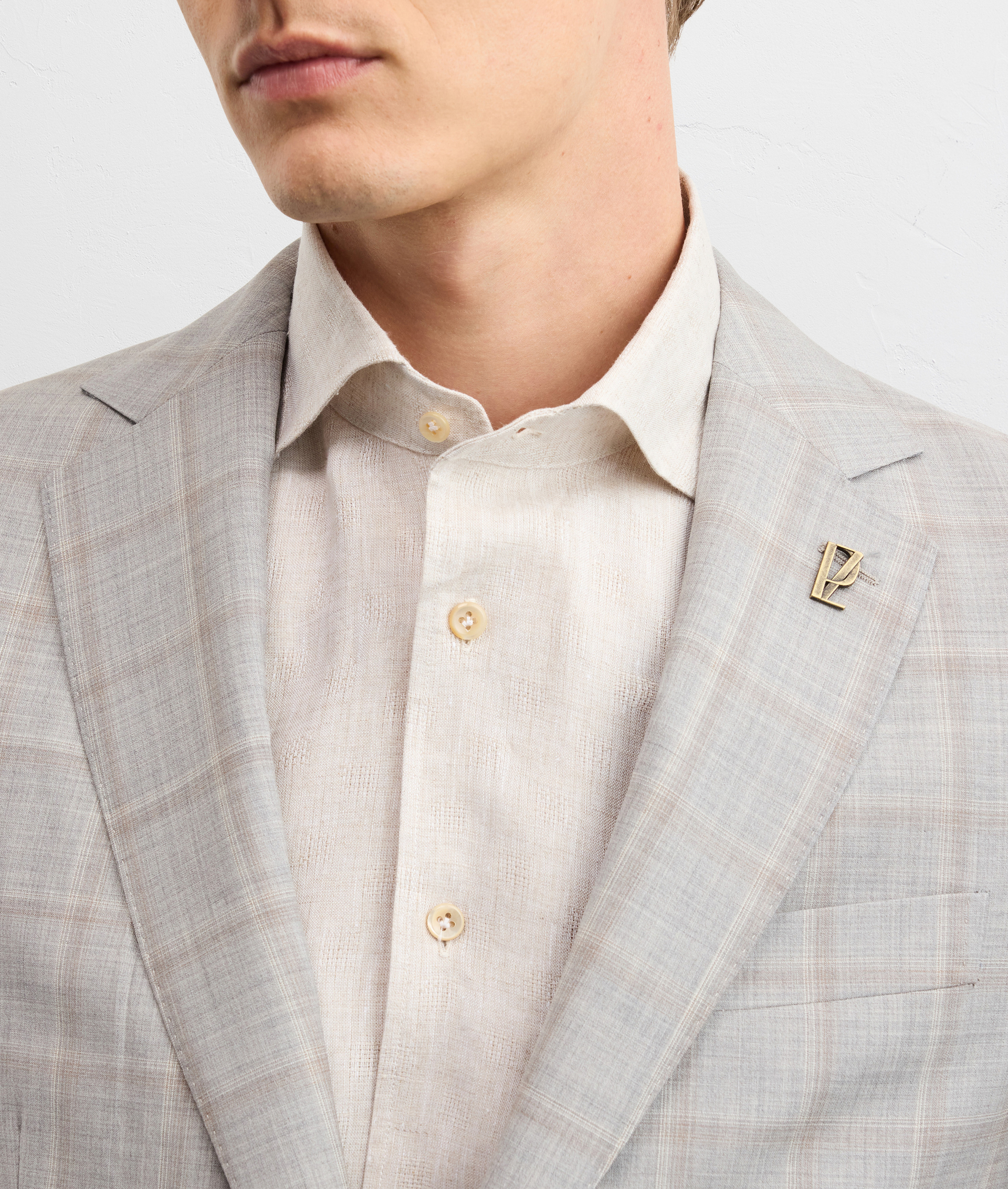 LIGHT GREY SINGLE BREASTED PURE WOOL JACKET