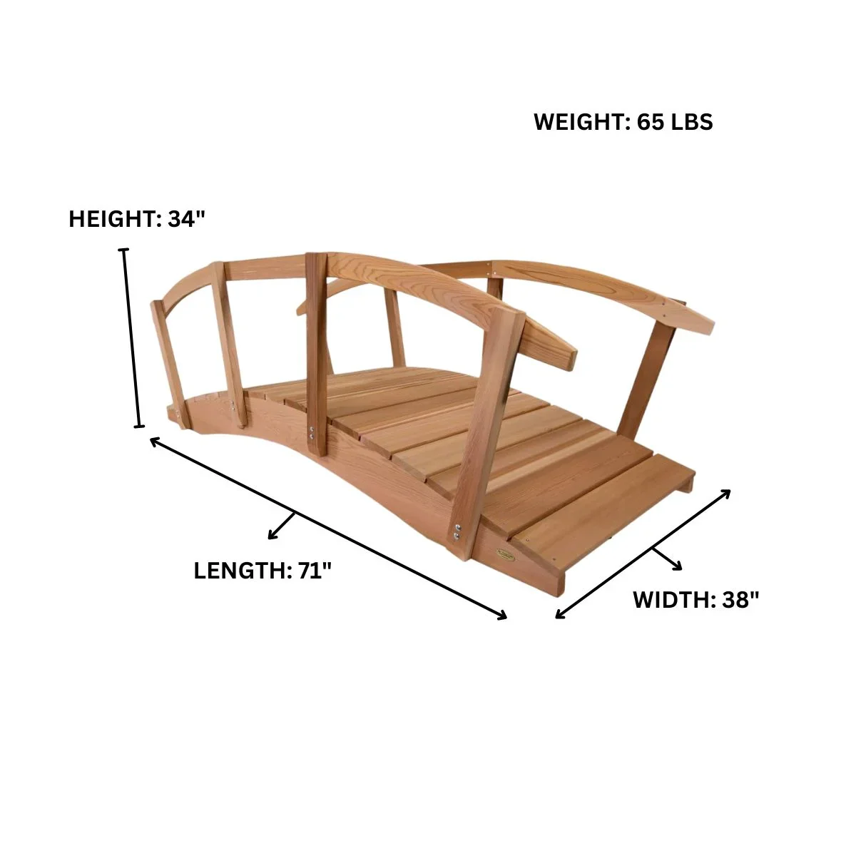 All Things Cedar FB96-R 8-ft Cedar Garden Outdoor Bridge | Side Rails -  94L x 38W x 36H
