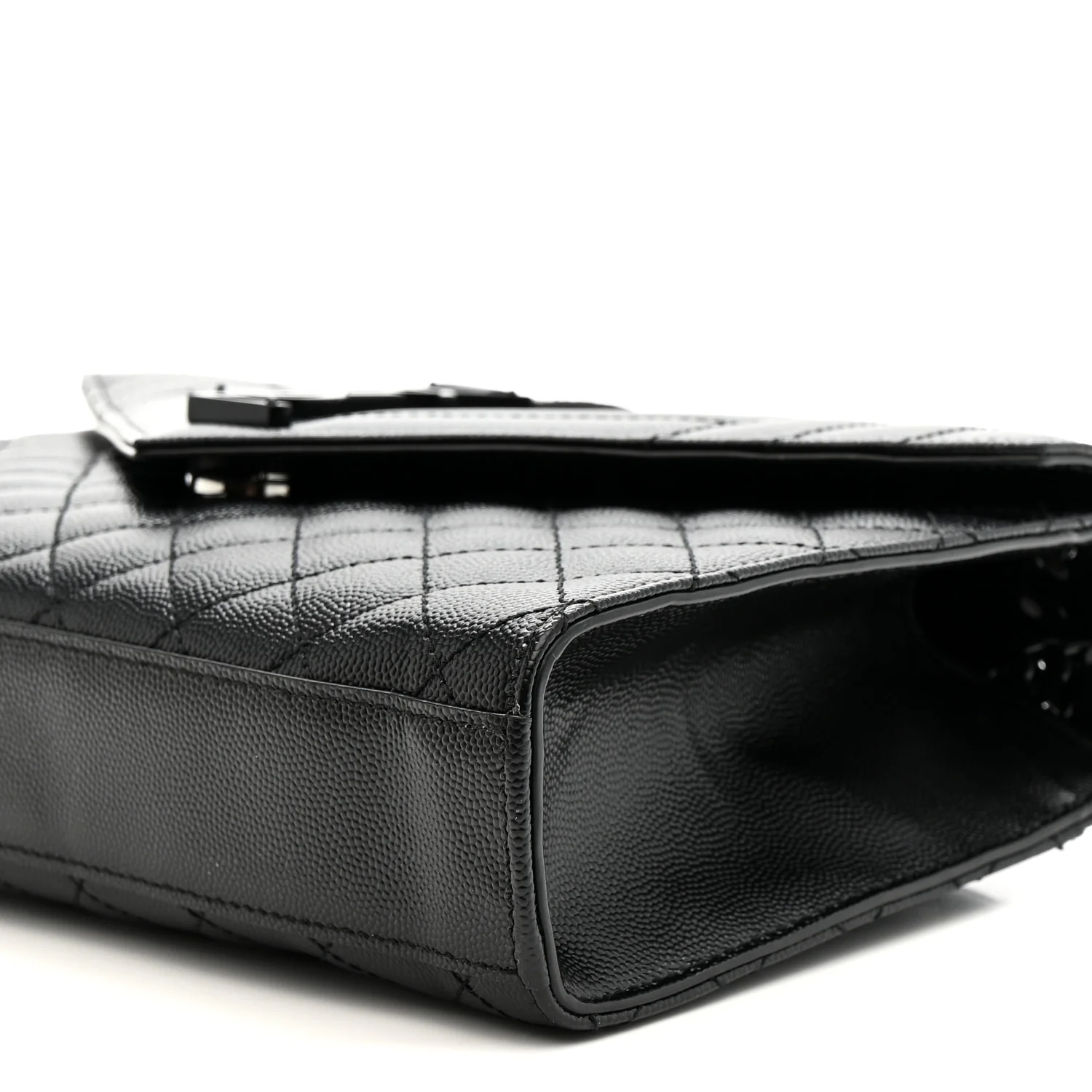 Grain De Poudre Textured Mixed Matelasse Triquilt Medium Monogram Monochrome Satchel Black