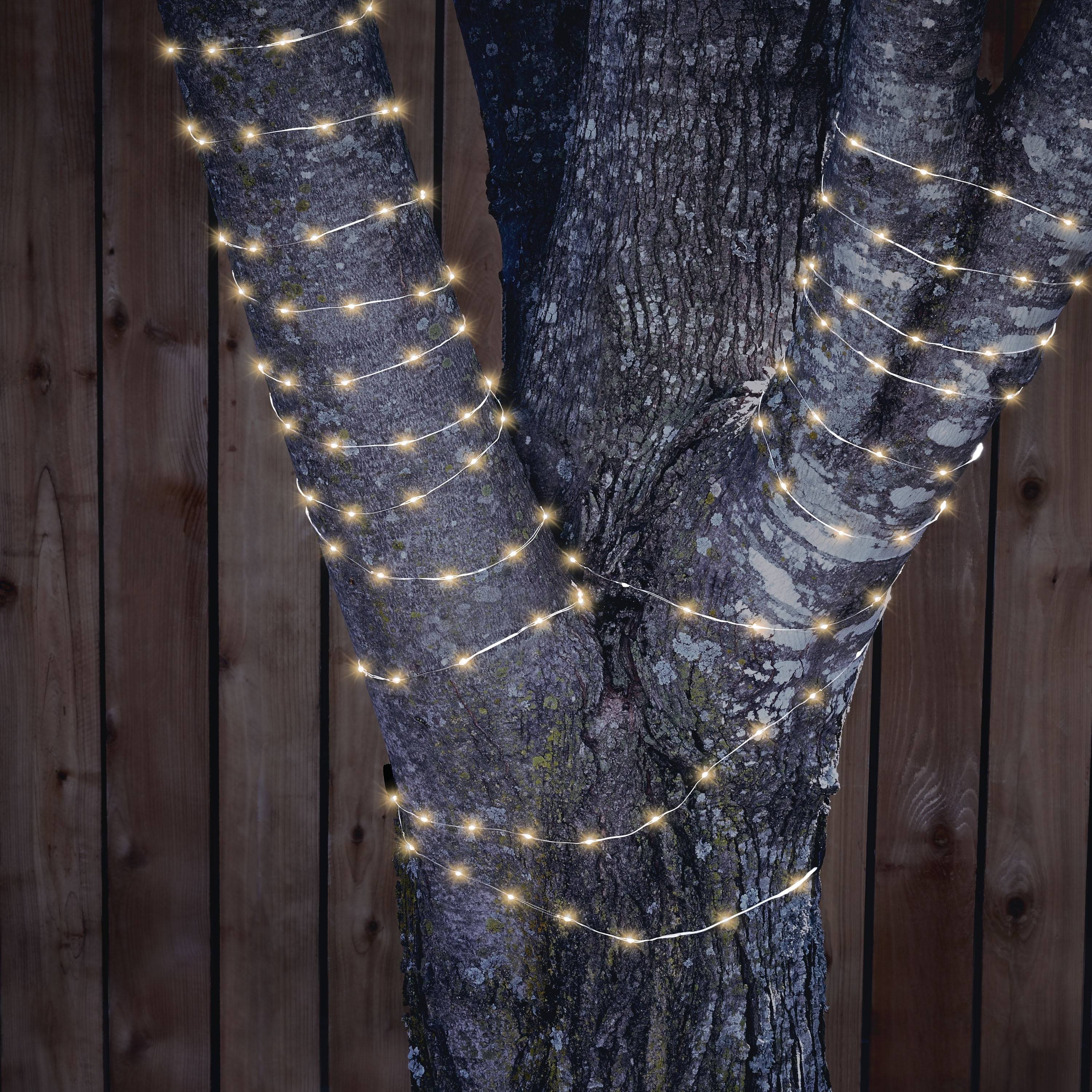 Mainstays MSS306424816002 Solar Power 200-Count Warm White Fairy LED Wire String Lights Garden Decorative