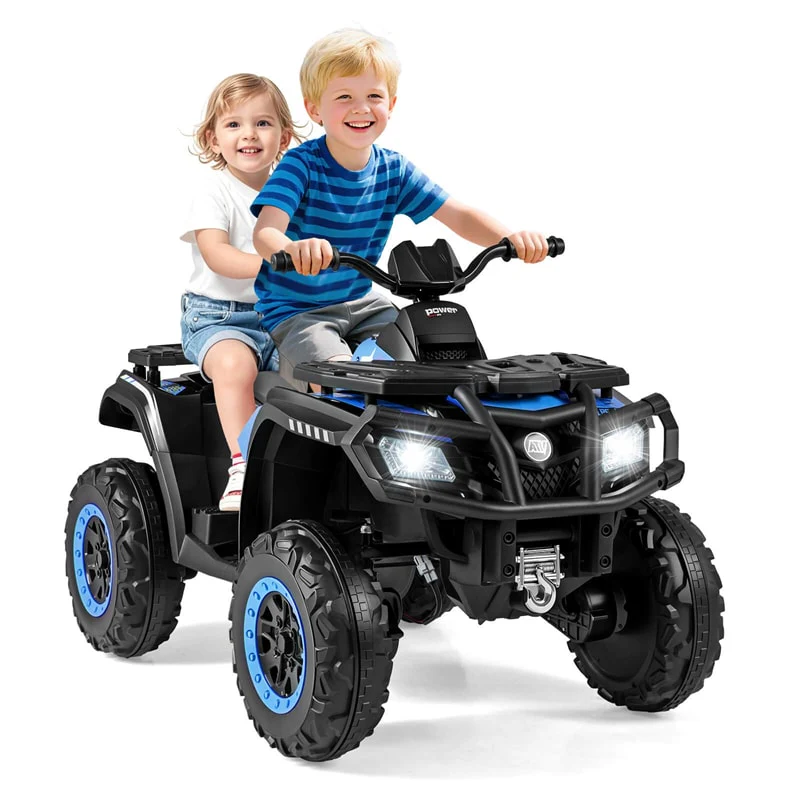 24V 2-Seater Kids ATV with 4 Motors, Soft Start, Spring Suspension & LED Lights, Electric 4 Wheeler Quad Ride On Toy for Boys Girls Ages 3-8