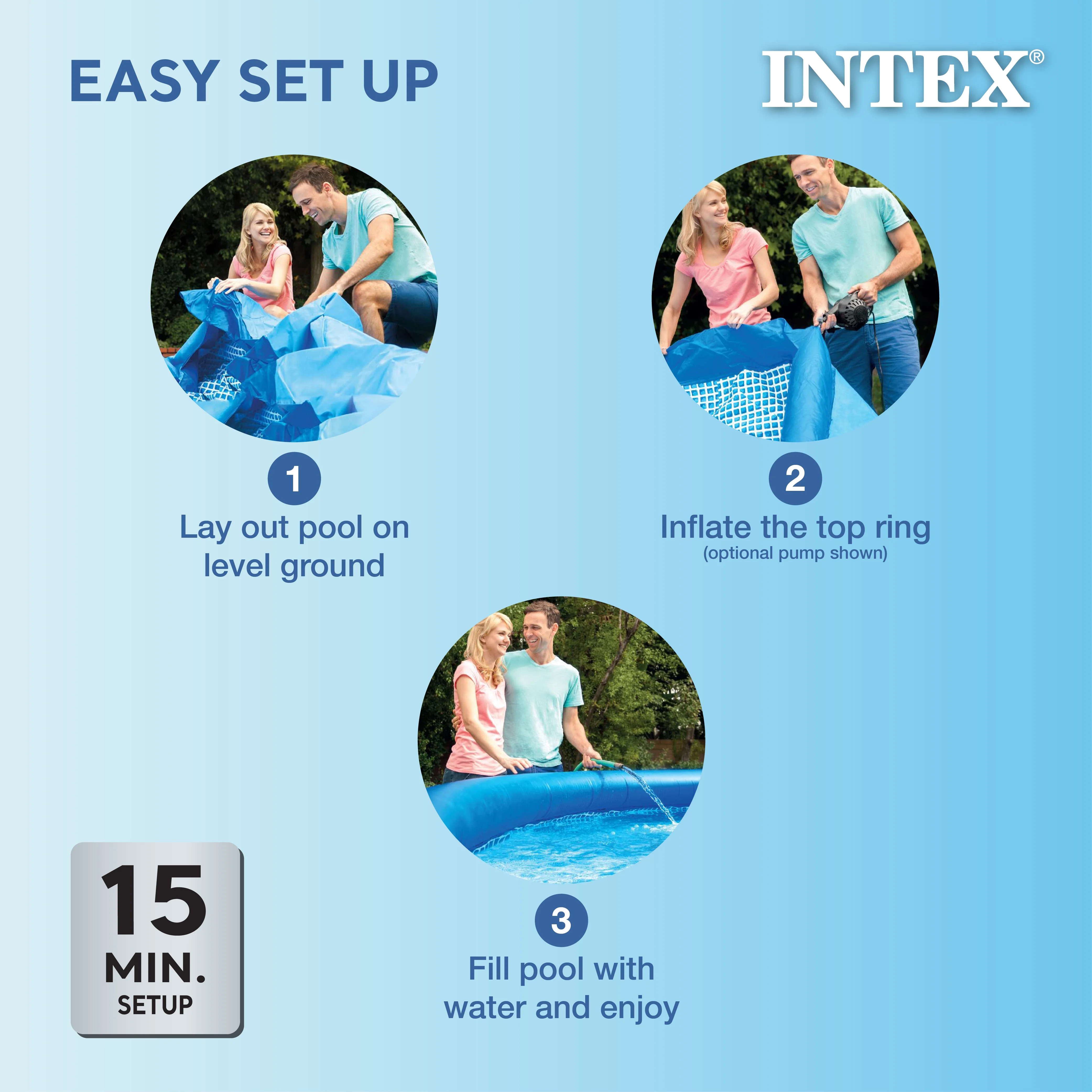 Easy Set 15ft x 48in Inflatable Pool Set Filter Pump Accessories(15 ft/Blue + Filter Pump Accessories) - Image 7