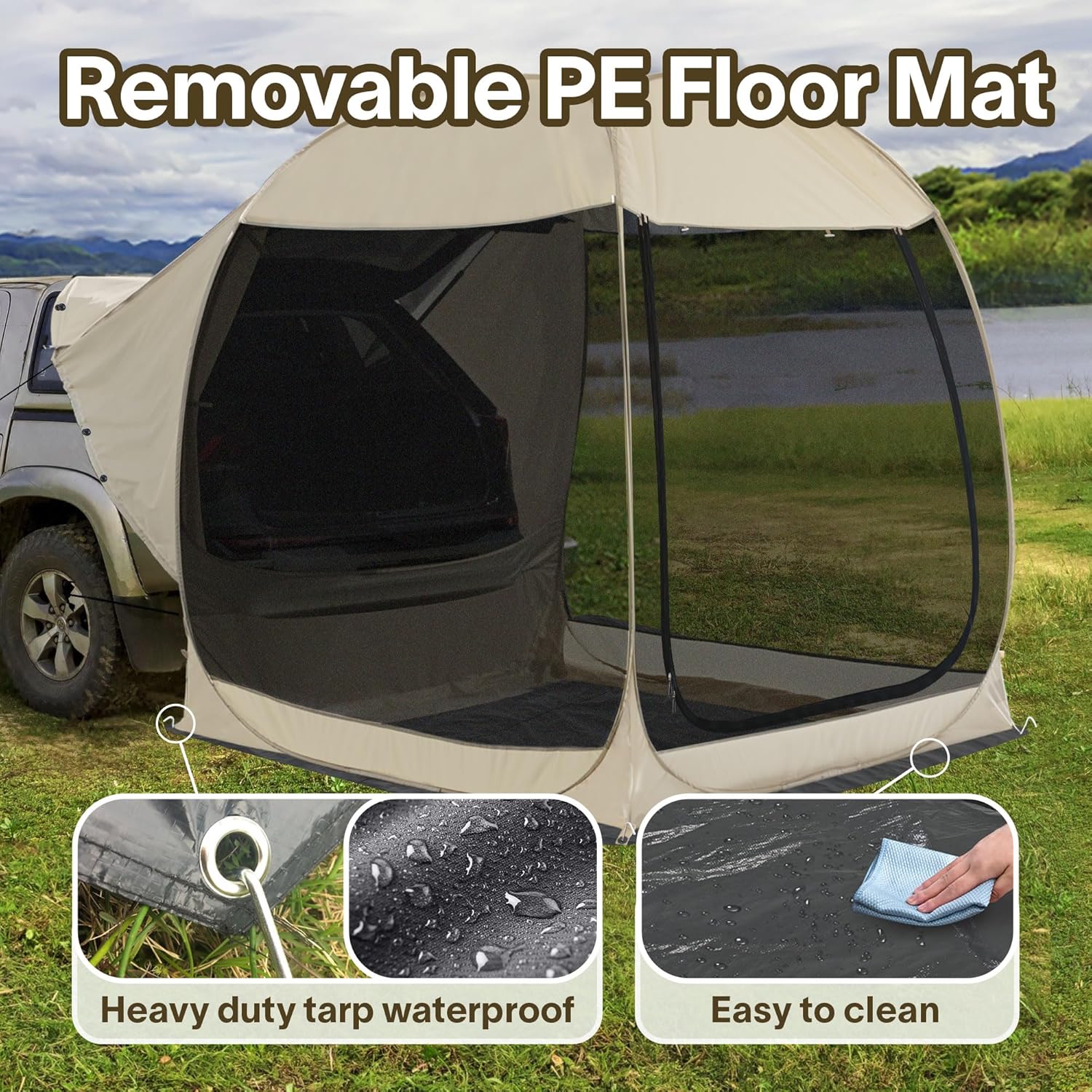 Gazebo moustiquaire pouvant accueillir 6, 10 ou 15 personnes. Tente de style igloo avec moustiquaire latérale. Idéal