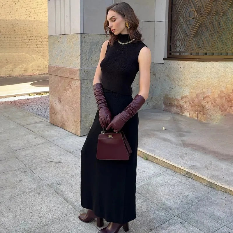 Sophie Paris | Robe longue sans manches en maille douce
