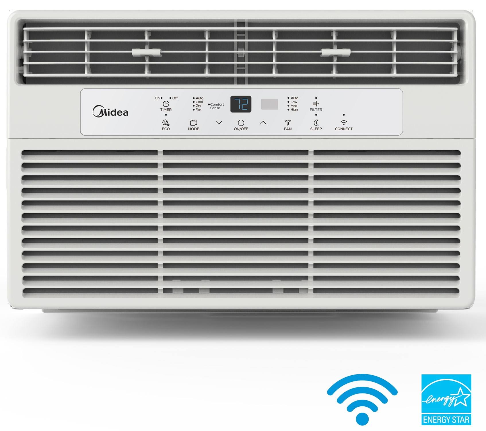 Midea 8,000 BTU 115V Smart Window Air Conditioner with Comfort Sense Remote, Covers Up to 350 sq. ft., White, Maw08s1wwt