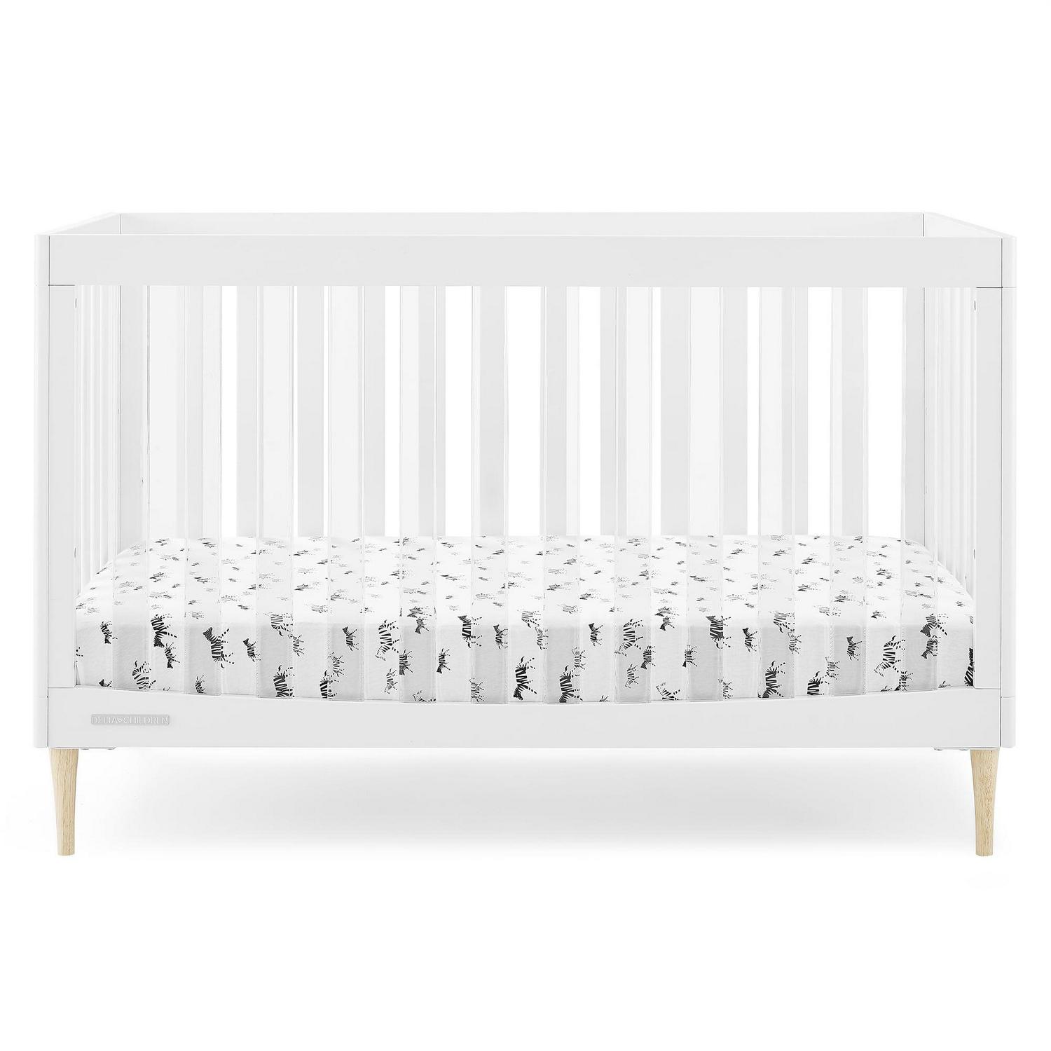 Delta Children Austin Acrylic 4 - in - 1 Convertible Baby Crib - Greenguard Gold Certified. Bianca White/Natural