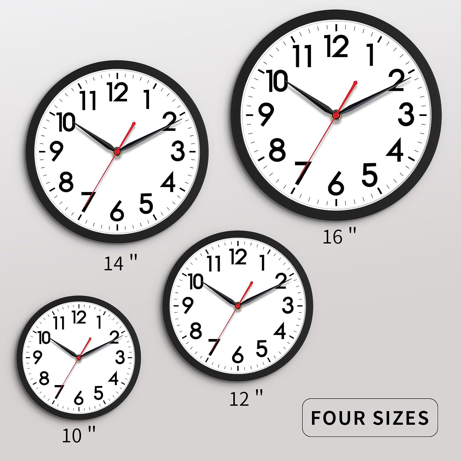 AKCISOT 10 Inch Wall Clock, Silent Battery Operated Analog Clock, Black |   Classroom |   Kitchen |   Office |   Easy to Read Numbers |   Garage