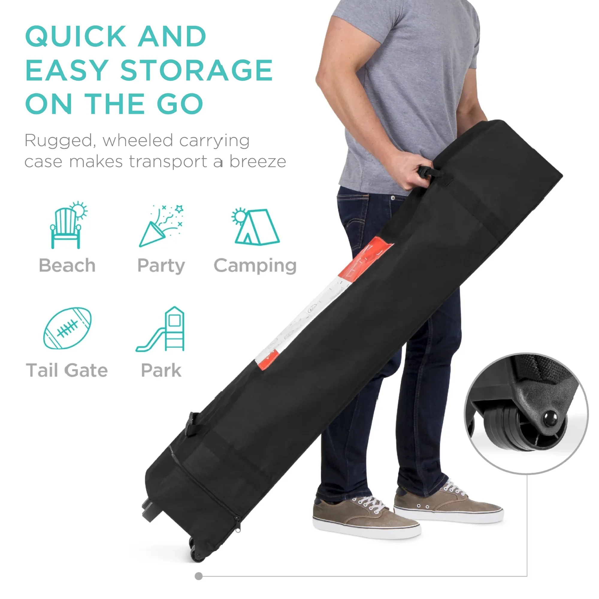 12x12ft Easy Setup Pop Up Canopy w/ 1-Button Setup, Wheeled Case, 4 Weight Bags Navy Blue(Navy Blue) - Image 6