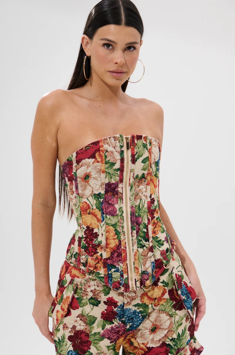 FLORAL FOR DAYS BROCADE CORSET - Akira Store
