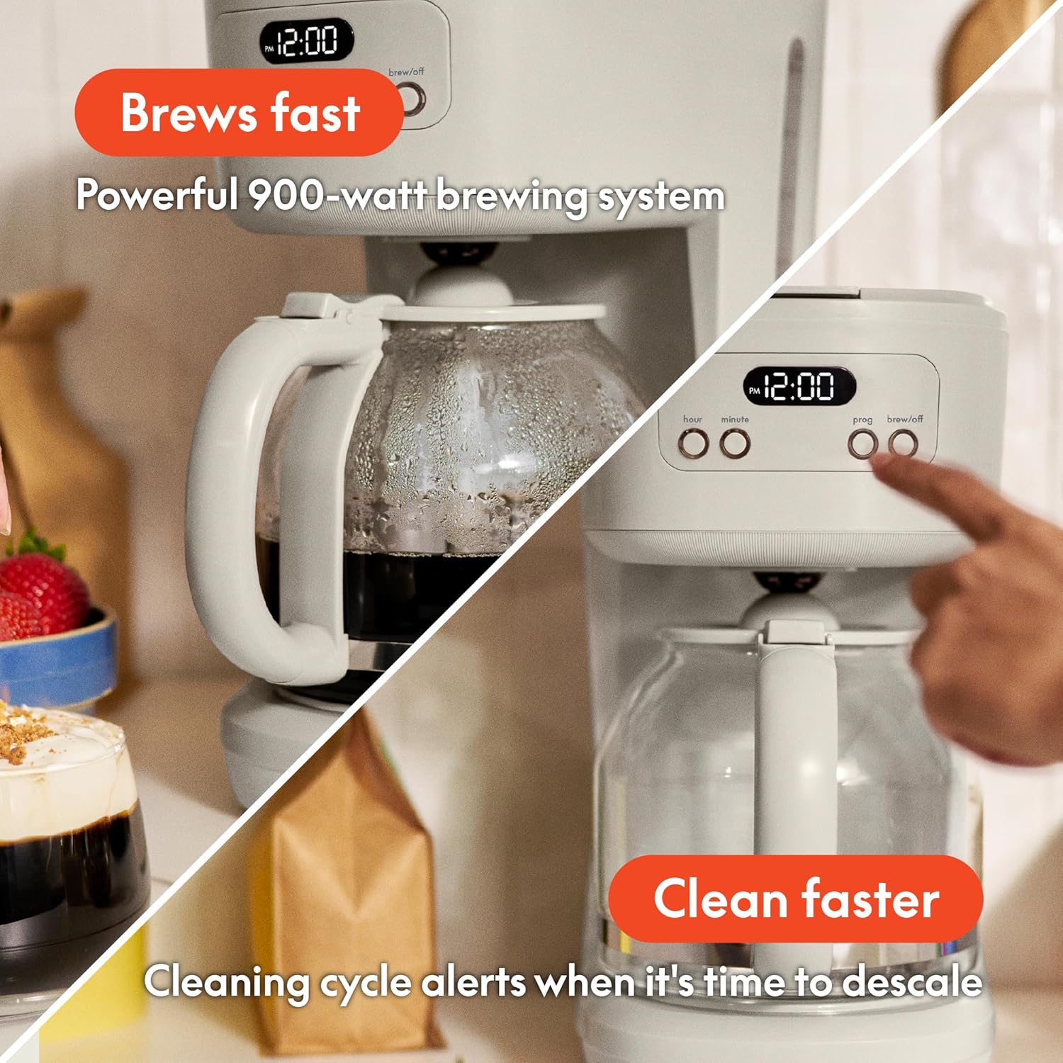 Bella 12-Cup Programmable Coffee Maker, LCD, Auto Shutoff, 900W
