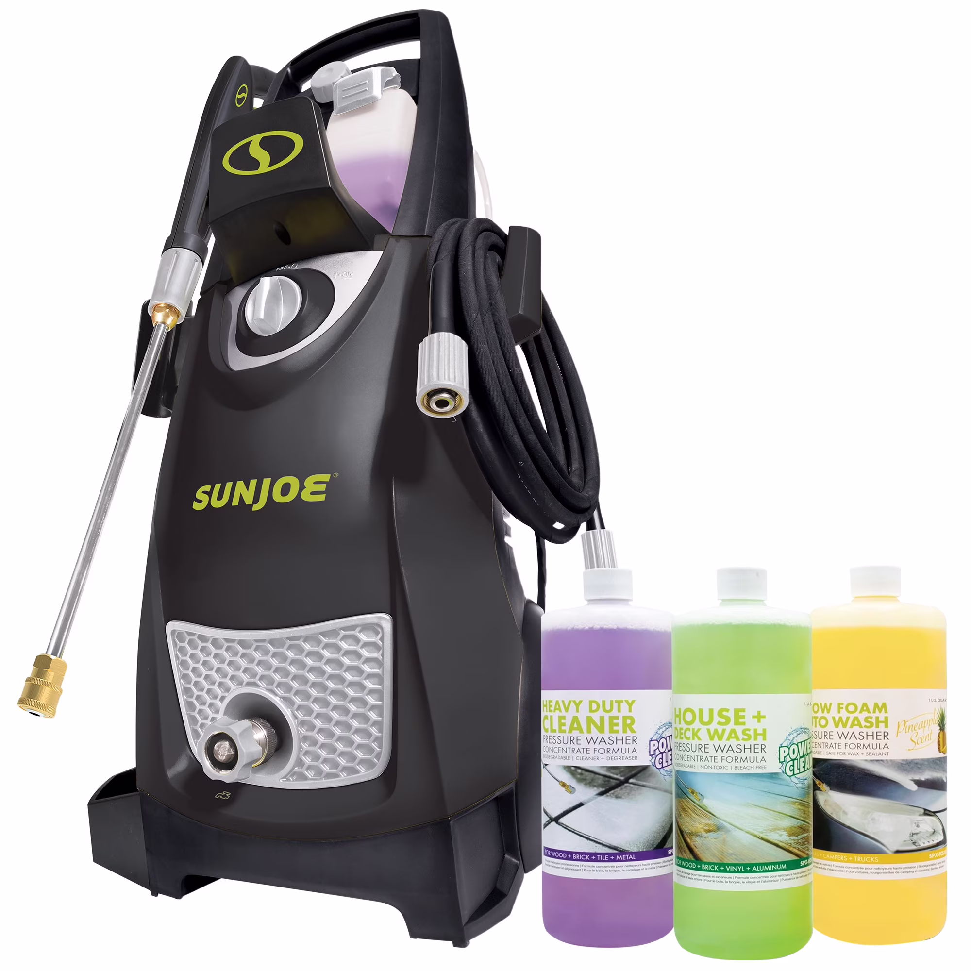 Electric Pressure Washer with Wheels and 3 Pack Pressure Washer Cleaner(Pressure Washer + Cleaner Trio)