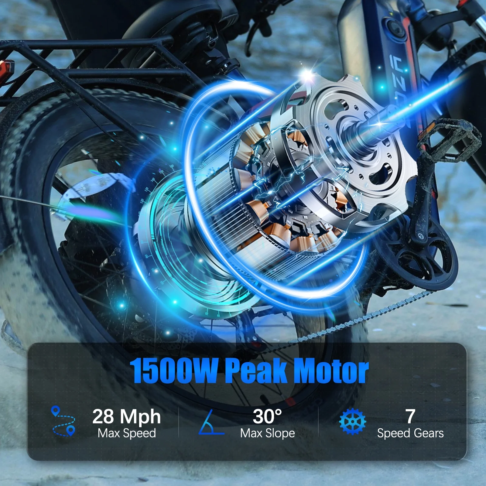 ZDZA Electric Bike for Adults, 26*4.0 Fat Tire 2000W Peak Motor 28MPH E - Mountain Bike, 48V 18ah Off Road Ebike with Shelves, Dual Shock Absorbers UL2849