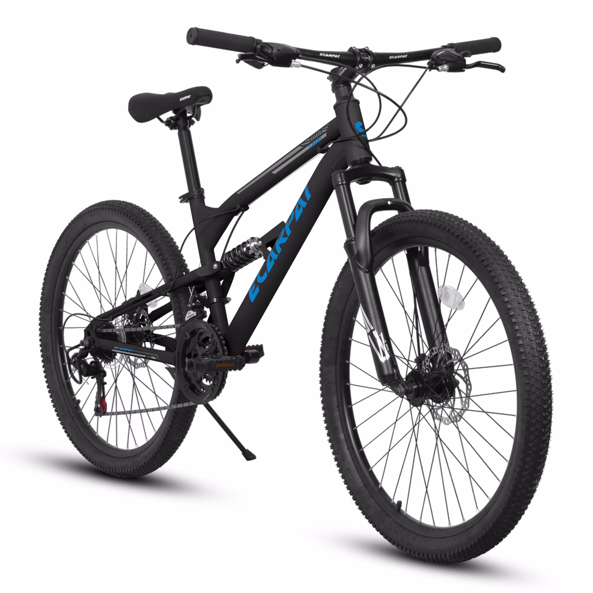 26 Inch Mountain Bike, Dual Full Suspension 21-Speed Disc Brakes Thumb Shifter, Carbon Steel Frame Mountain Bike, Mens Womens Trail Commuter City Bicycles(Black-Orange/26") - Image 4