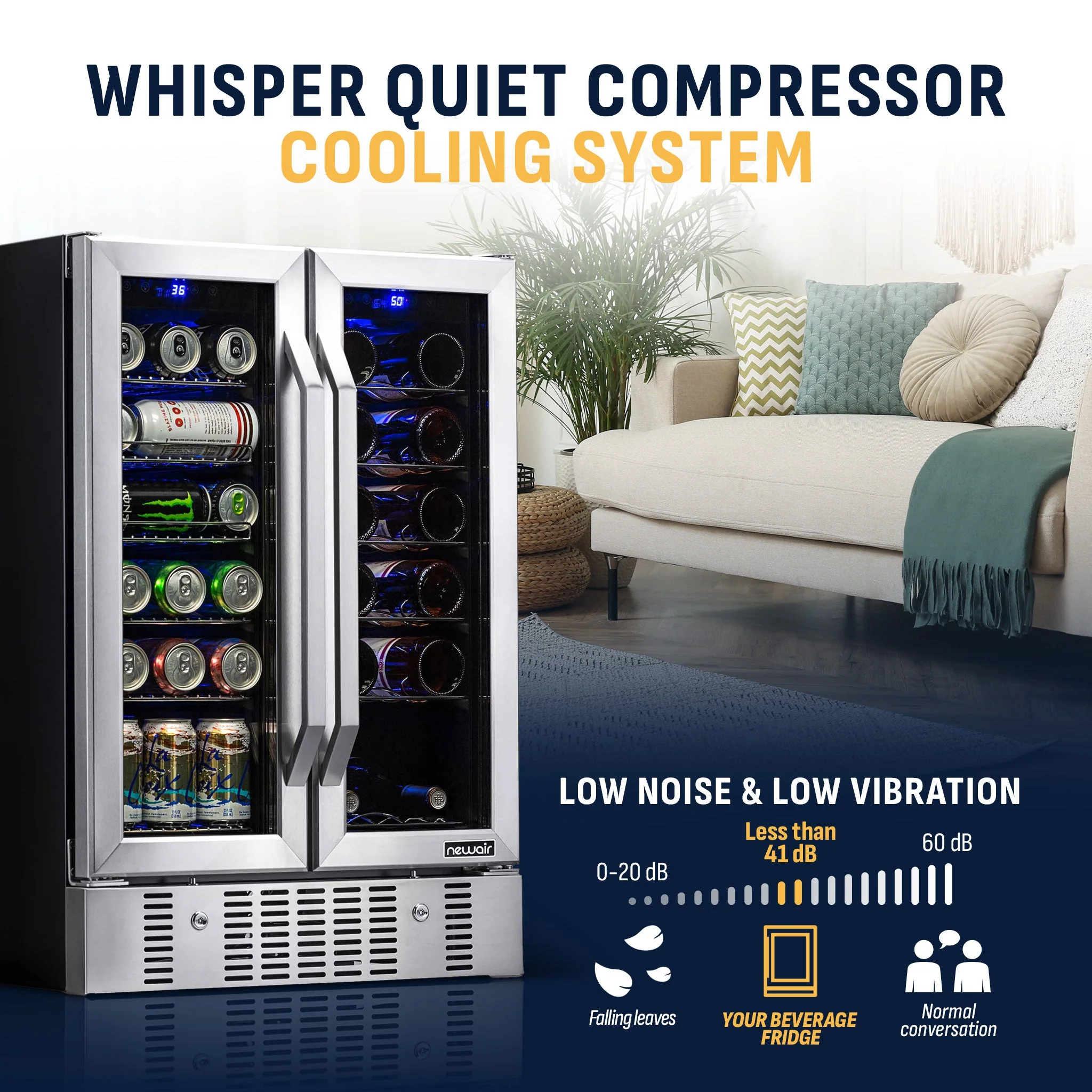 Newair 24” Dual Zone Wine and Beverage Fridge in Stainless Steel