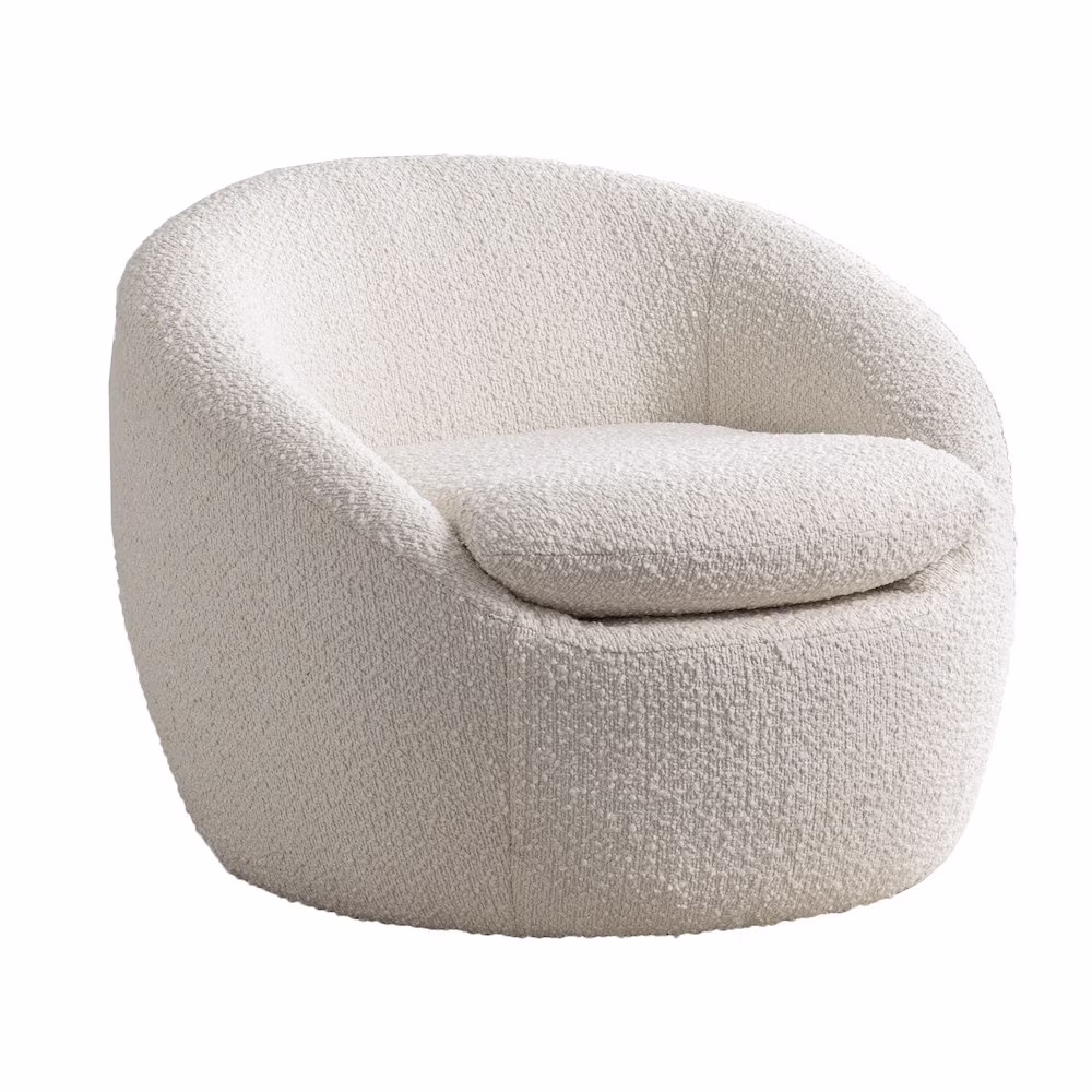 Roundhill Furniture Winnie Modern Barrel Chair, 360�� Swivel(Beige Polyester)