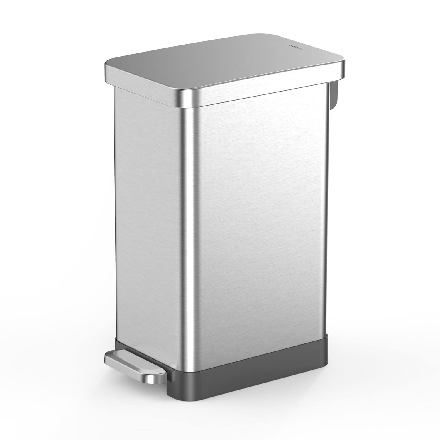 Qualiazero 13.2 Gal Stainless Steel Step on Slim Kitchen Trash Can, Silver