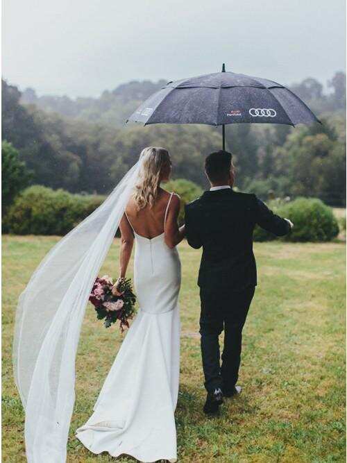 Mermaid V-Neck Backless Sweep Train Satin Charming Wedding Dress DMK45