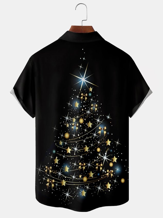Chemise à manches courtes avec poche poitrine et motif sapin de Noël