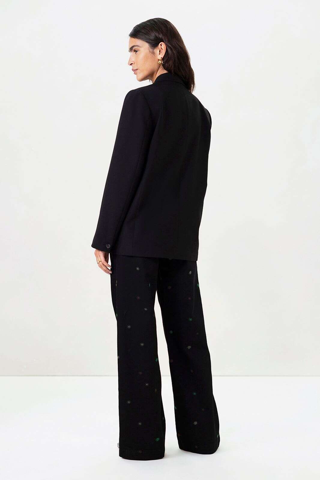 Zwarte high waist straight leg jeans met embroidery