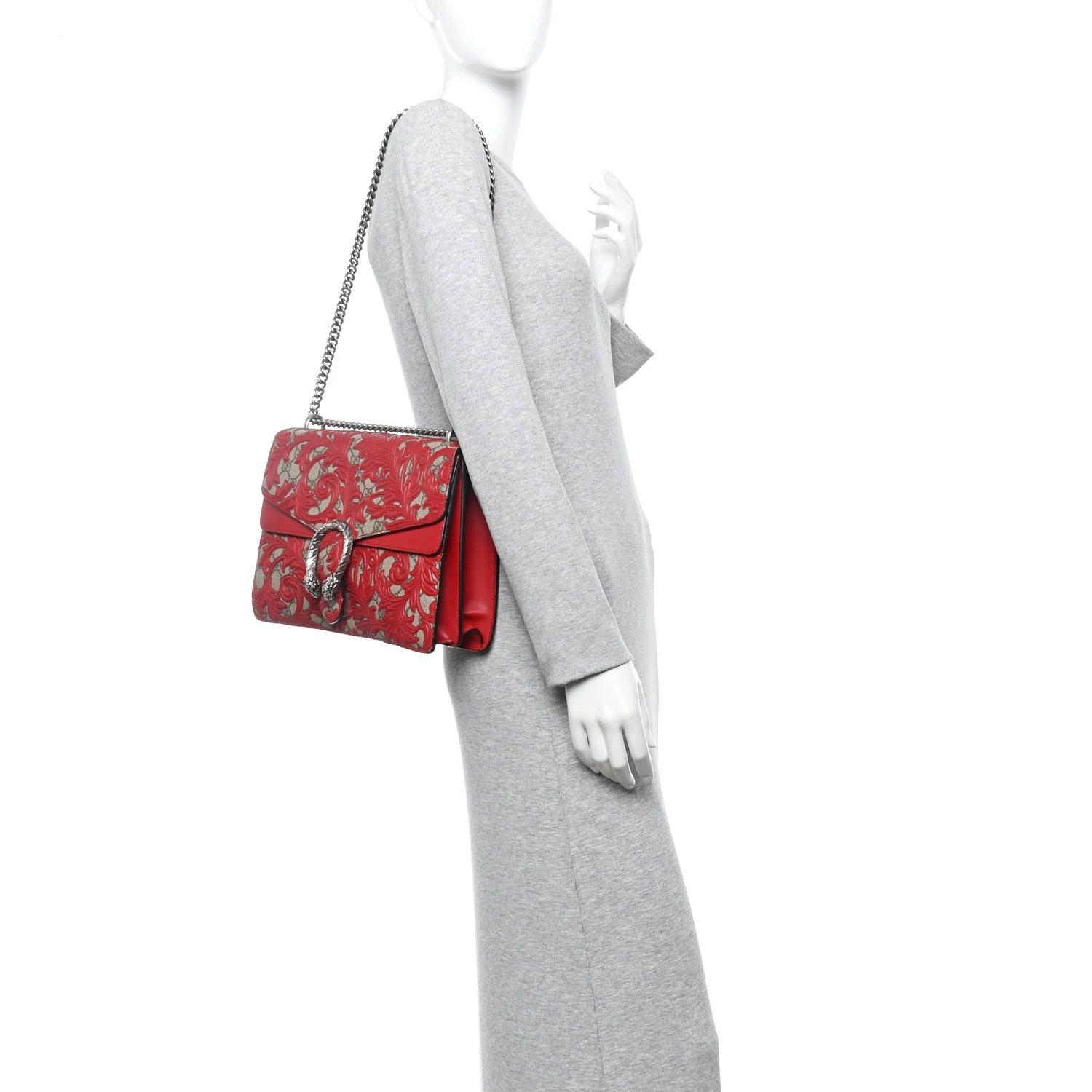 GG Supreme Monogram Arabesque Medium Dionysus Shoulder Bag Hibiscus Red