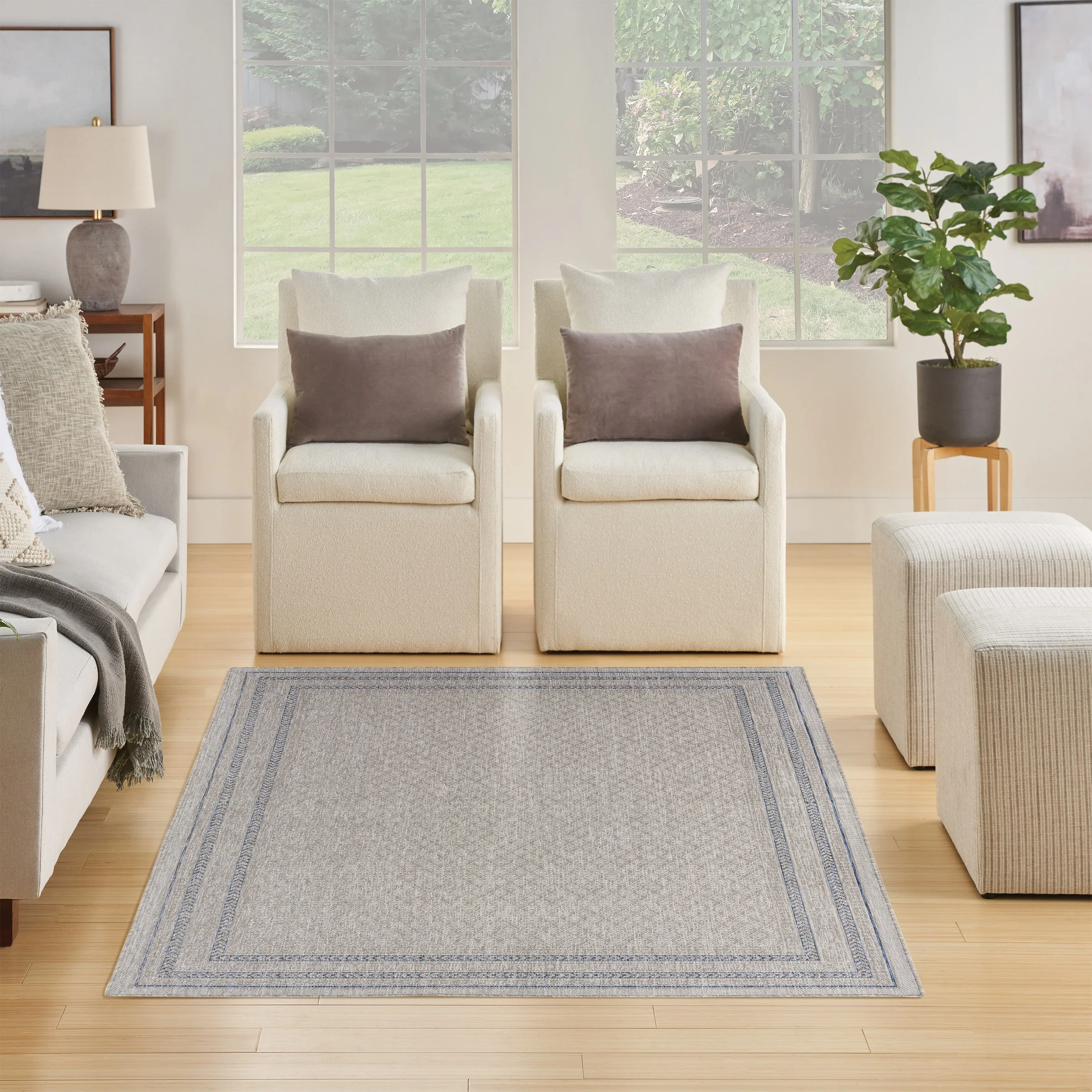 Nourison Garden Spring Indoor/Outdoor Rug Collection, Meadow Gray