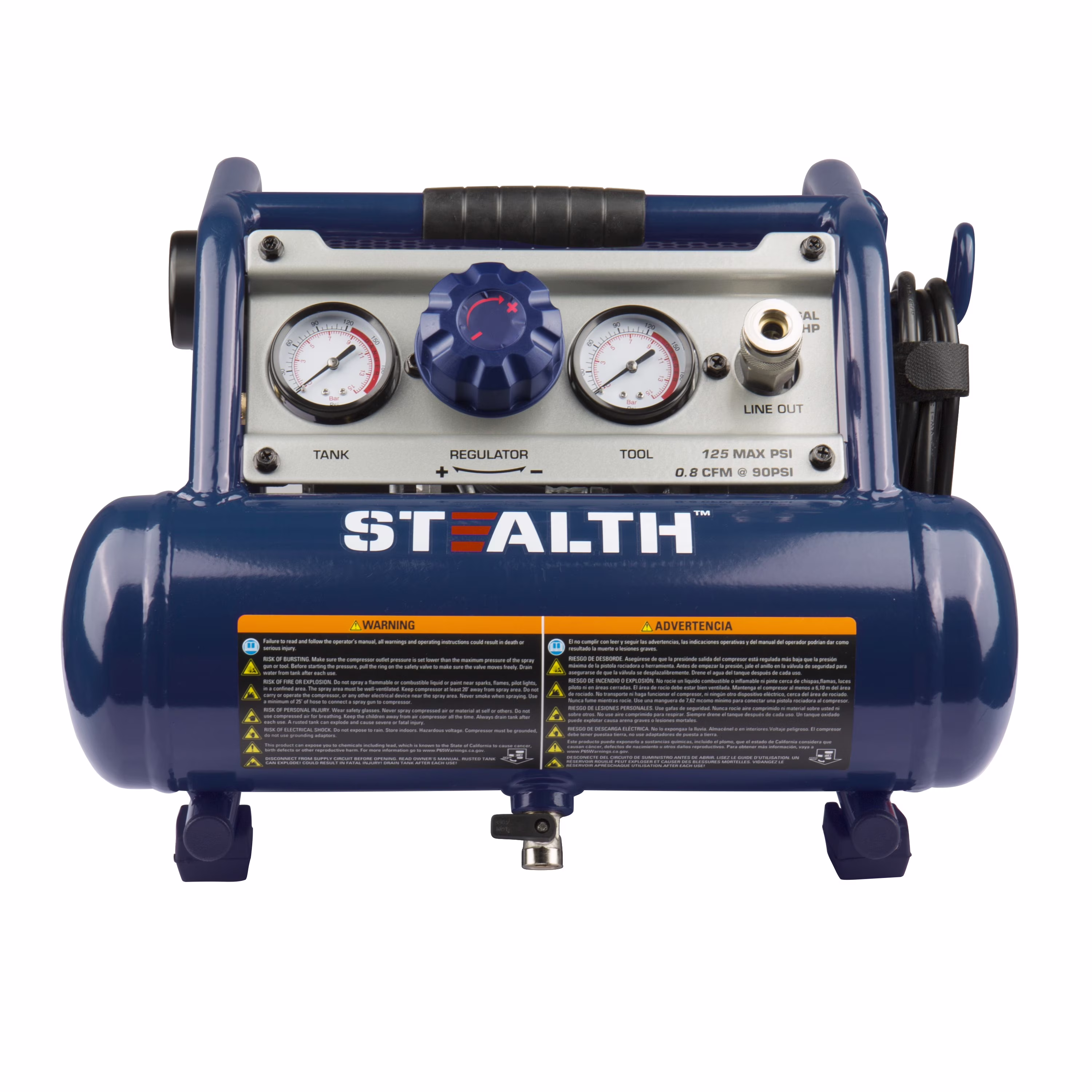 1 Gallon Ultra Quiet Oil-Free Electric Air Compressor with 125 PSI Maximum Pressure and Limited Lifetime Warranty
